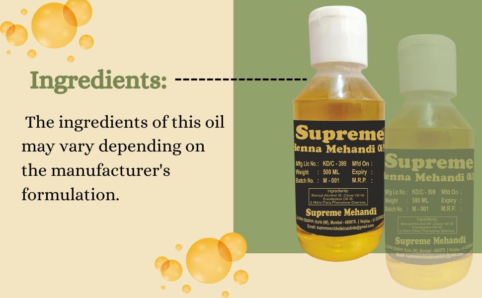 Supreme Dulhan Premium Henna Oil for Mehndi Cones - 100% Pure Natural Mehendi Oil for Hands & Body Art - 250ml | Perfect for Bridal Mehndi, Festivals & DIY Tattoo Designs