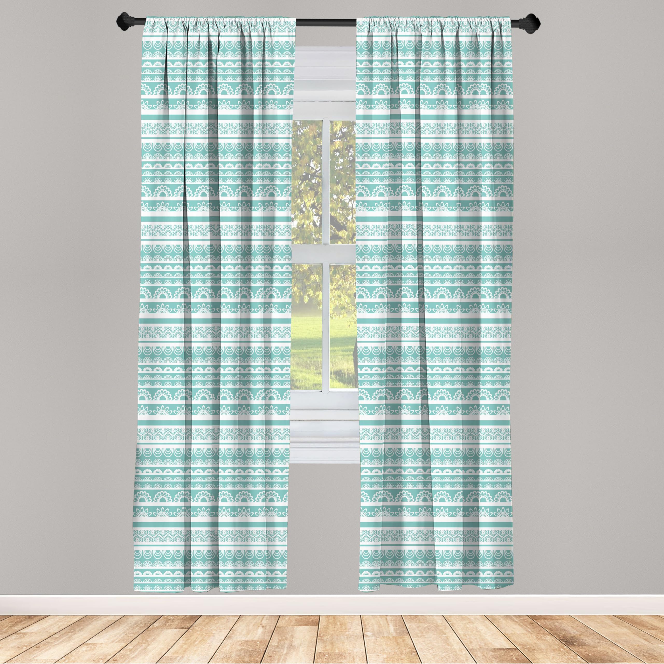 Ambesonne Abstract Floral Curtains - 2 Panel Set, 28