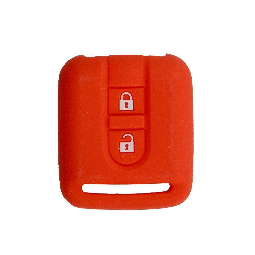 MWBLN 2 Button Silicone Car Key Cover Case for Nissan Qashqai Micra Navara Almera Note - Durable Key Protector Shell Holder (Red) - Perfect for Key Protection & Easy Identification