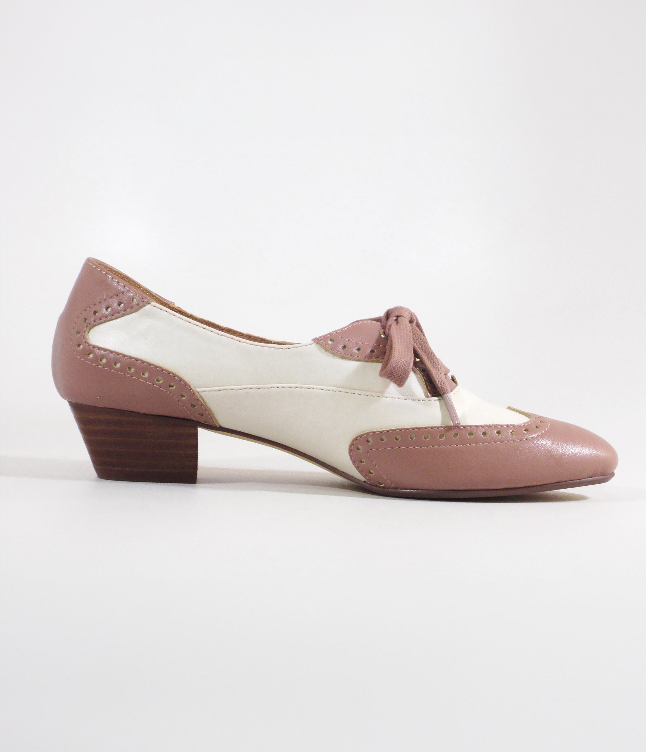 Vintage 1950s Chelsea Crew Mauve & Bone Demi Oxford Saddle Shoes - Retro Style Women's Casual Shoes for Swing Dancing, Rockabilly Outfits & Everyday Wear