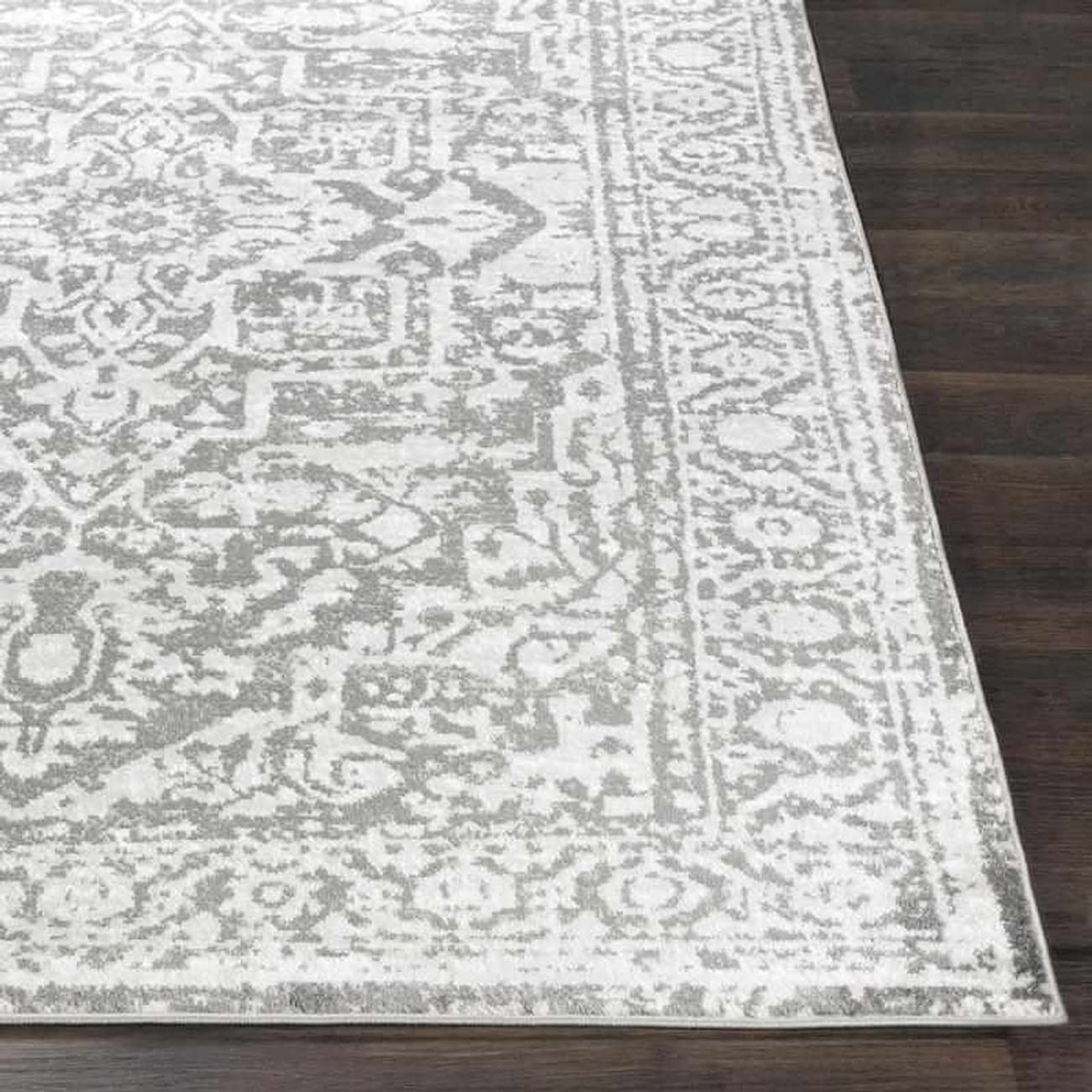 Mark&Day Emma Traditional 4x6 Charcoal Area Rug - Soft & Durable Carpet for Living Room, Bedroom, Kitchen in White Beige Black (3'11