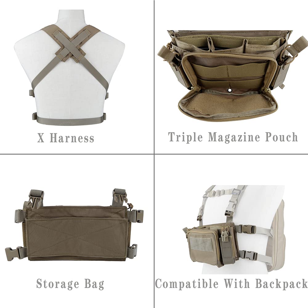 Tactical Camouflage Vest for Airsoft & Combat - 5.56 & 9mm Magazine Carrier Chest Rig - Military-Grade Ammo Pouch for Outdoor Training, Hunting & Airsoft Games