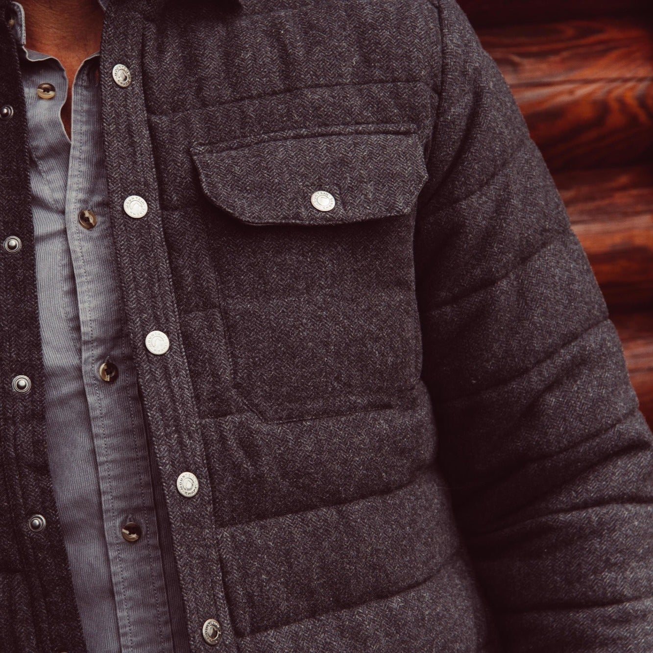 Archer Herringbone Shirt Jacket for Men - Stylish Casual Button-Up Shirt with Lightweight Comfort - Perfect for Outdoor Adventures, Date Nights & Layering in Fall/Winter