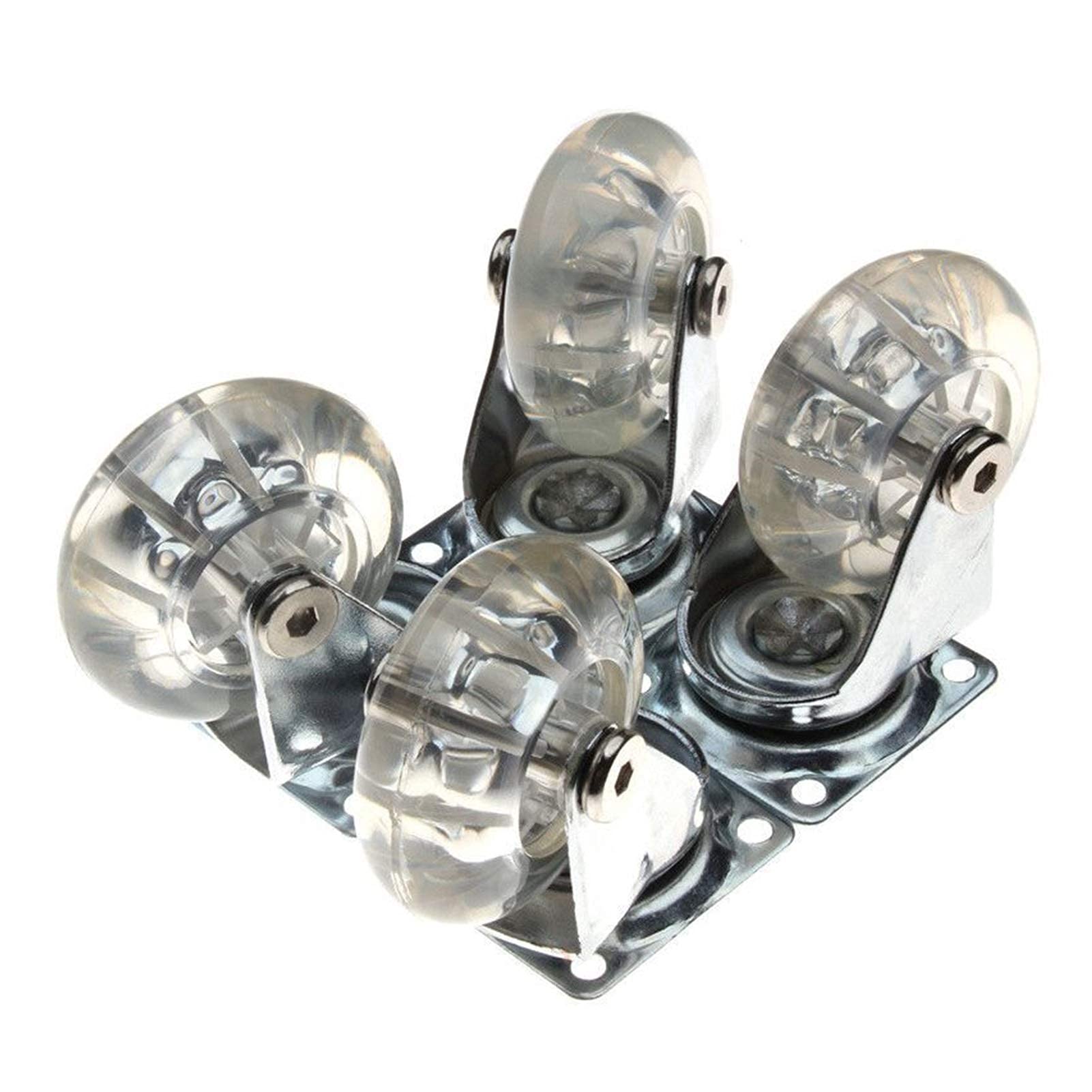4-Pack Heavy Duty Transparent PU Swivel Caster Wheels - Universal Furniture Casters for Office Chairs, Children's Cars & More - Silent Rolling & Smooth Mobility for Home & Office Use