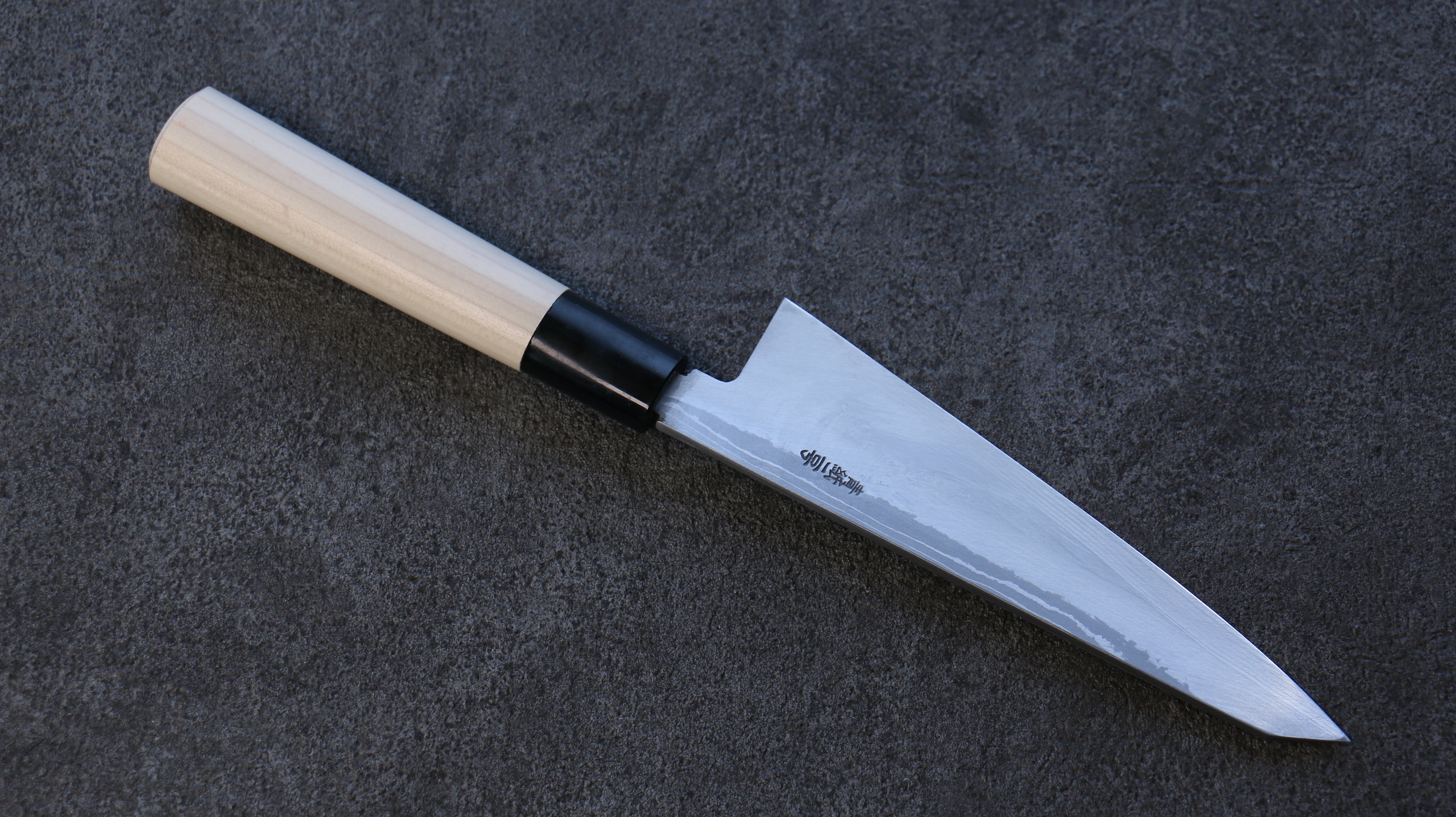 Premium Hideo Kitaoka Blue Steel No.2 Damascus Boning Knife 150mm - Magnolia Wood Handle - Japanese Honesuki for Poultry & Meat Cutting - Perfect for Chefs & Home Cooking