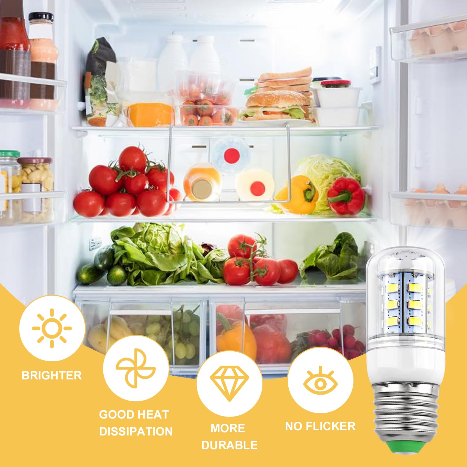Electrolux Kenmore Frigidaire Refrigerator Light Bulb Replacement - 3.5W D34L Kei Bulb (2 Pack) 110V-130V AC - Compatible with PS12364857 & AP6278388 - Perfect for Kitchen Appliances and Home Refrigeration