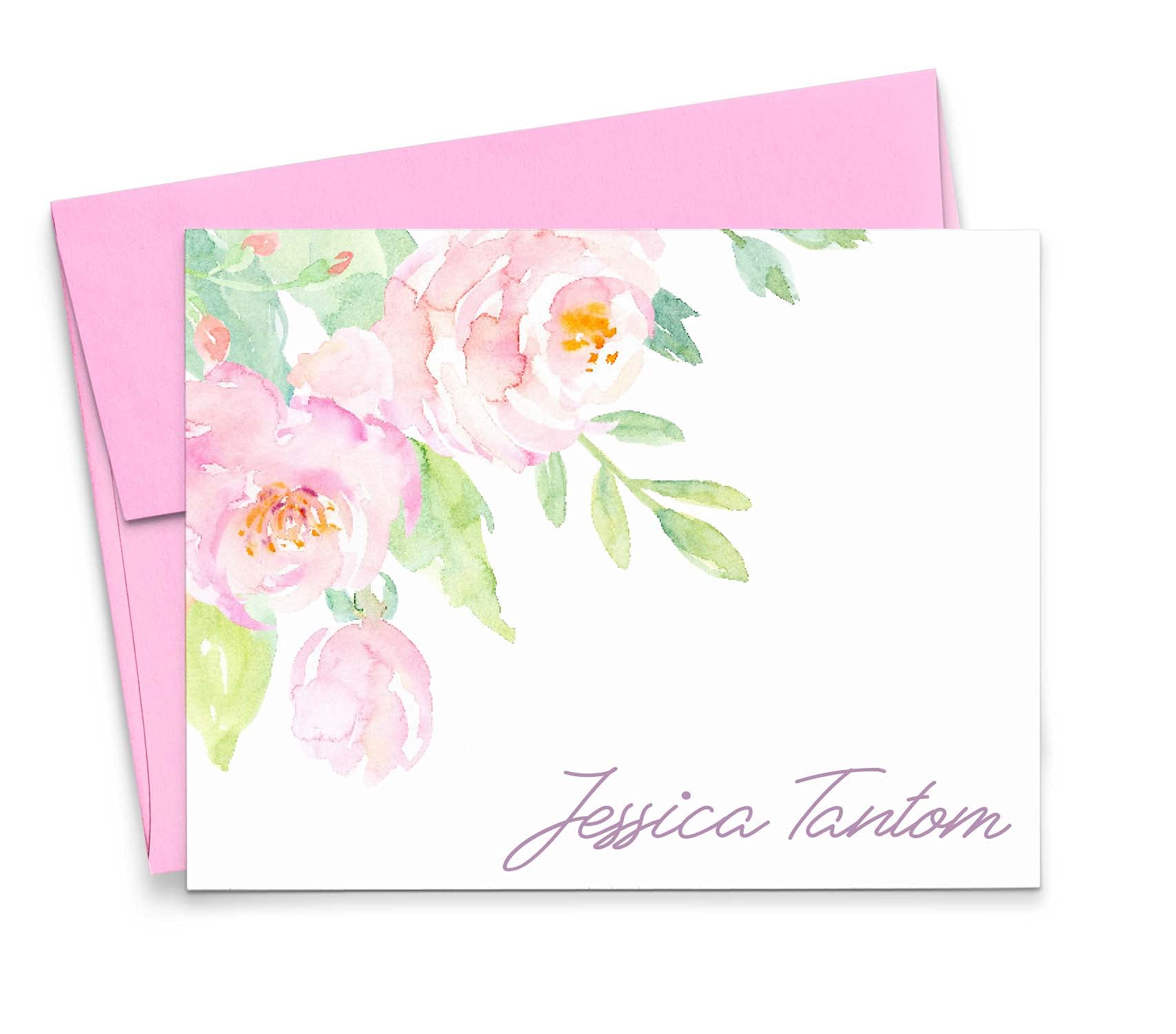 Personalized Floral Stationery Set with Envelopes - Custom Folded Note Cards for Women in Pink & Multiple Colors (Choose Your Design & Quantity) - Perfect for Thank You Notes, Wedding Invitations & Special Occasions