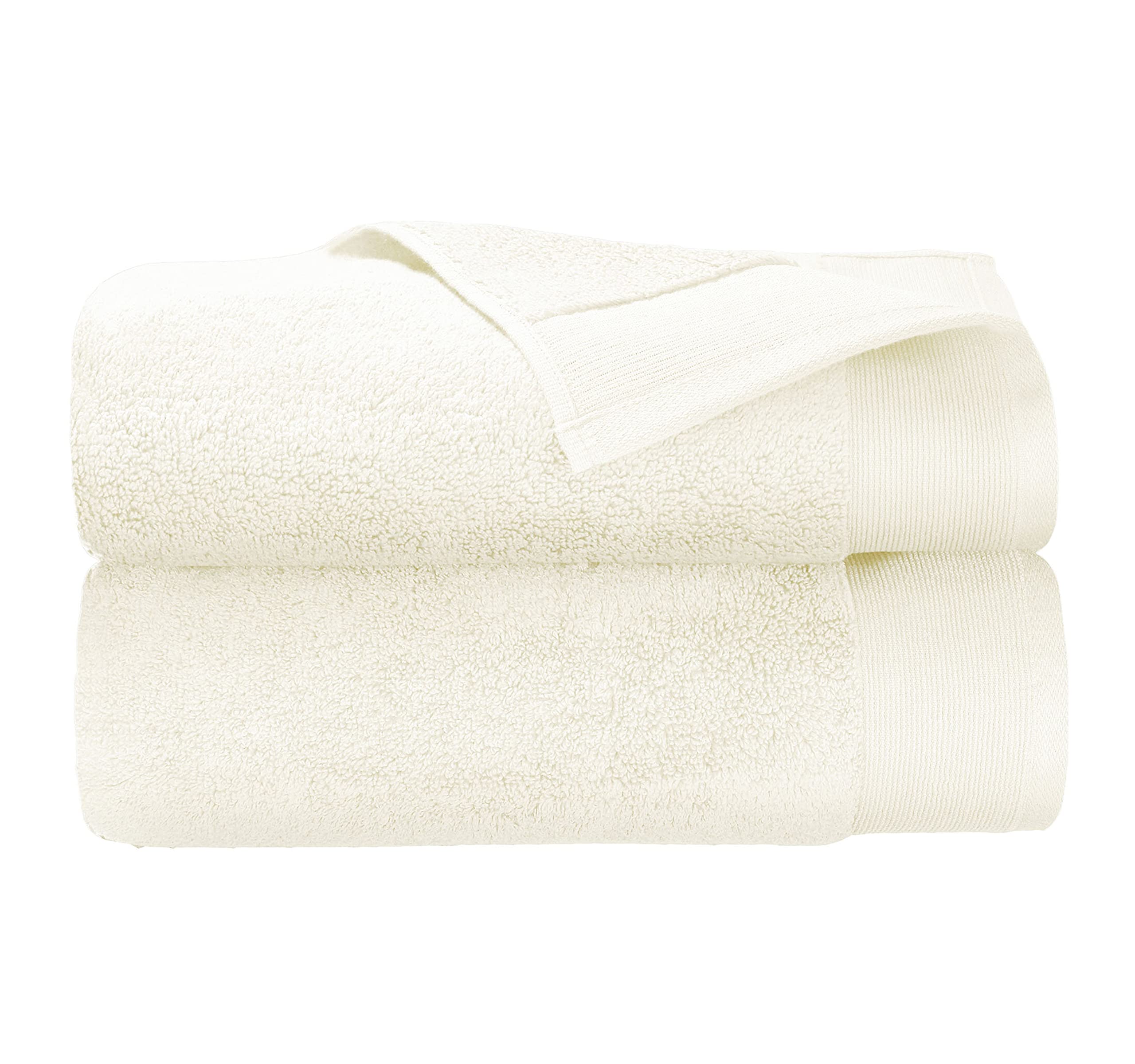 Premium 100% Cotton Bath Towels - Ultra Soft, Quick Dry & Highly Absorbent - Hotel Quality Luxury Towel Set (2 Pack, Ivory) - Perfect for Spa, Bath & Guest Bathrooms