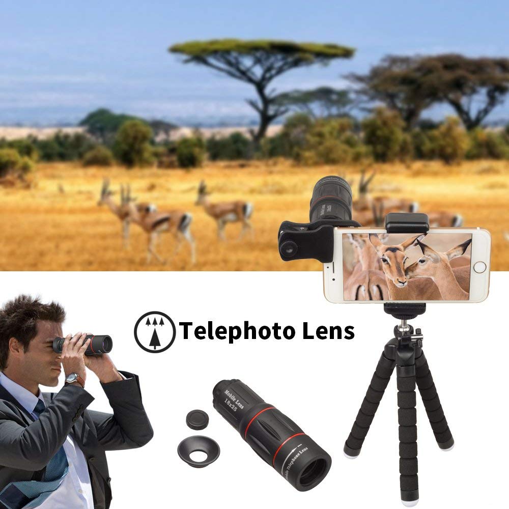 15-in-1 Universal Smartphone Camera Lens Kit - 18X Telephoto, Wide Angle, Macro, Fisheye & Kaleidoscope Lenses with CPL/Flow/Star/Radial Filters + Tripod & Remote Shutter - Compatible with Most iPhones & Android Phones - Perfect for Travel, Vlogging, Photography & Social Media Content Creation