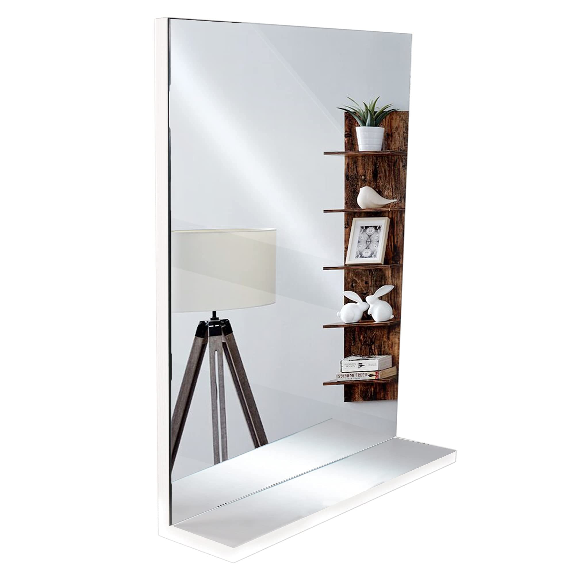 VANITY SALE Diego Frameless Bathroom Mirror with Oak Shelf - 19.75