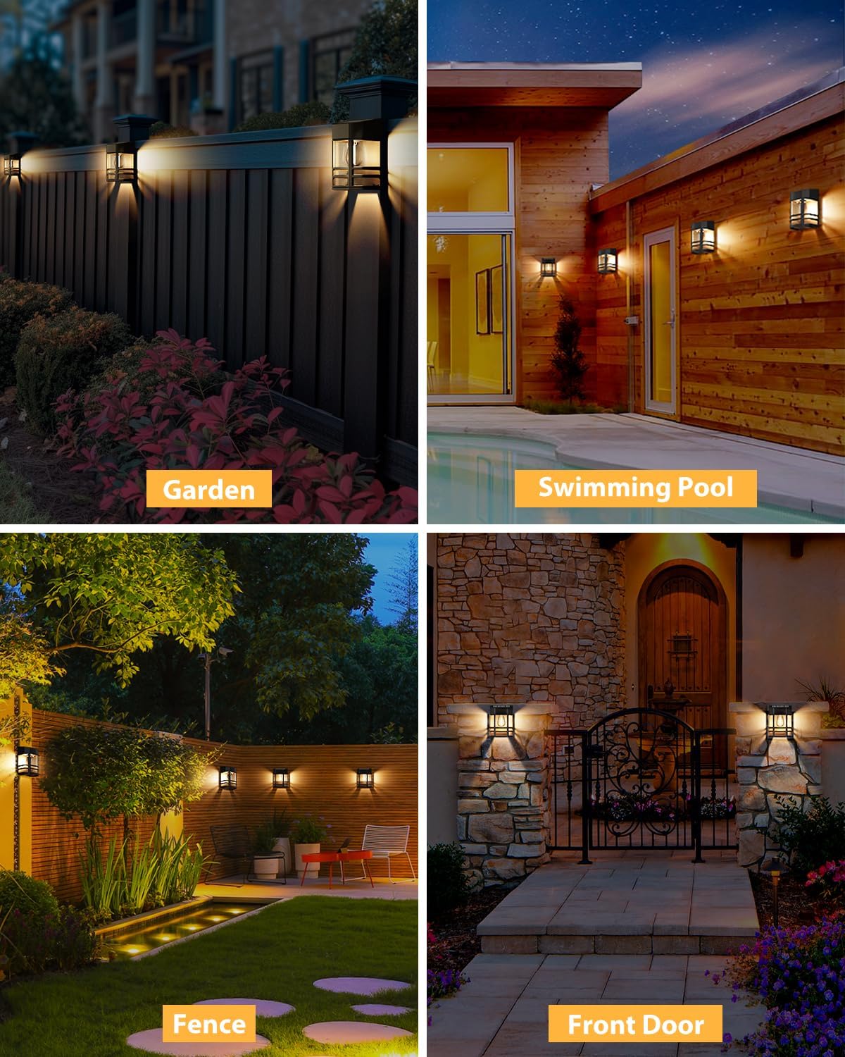 4 Pack Solar Fence Lights Outdoor Waterproof - Retro Solar Powered Deck Lights with Edison LED Bulbs, Warm White Solar Wall Lights for Garden, Patio, Yard & Post Decor | Perfect for Pathway Lighting, Landscape Accents & Evening Ambience