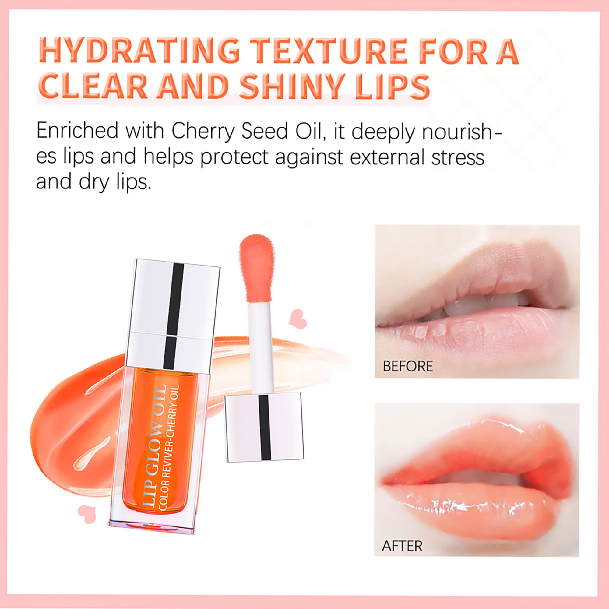 Hydrating Lip Glow Oil - Moisturizing & Plumping Lip Gloss, Non-Sticky Long Lasting Tinted Lip Oil with Rosewood (#012) to Reduce Lip Lines | Perfect for Daily Hydration, Night Care & Makeup Looks