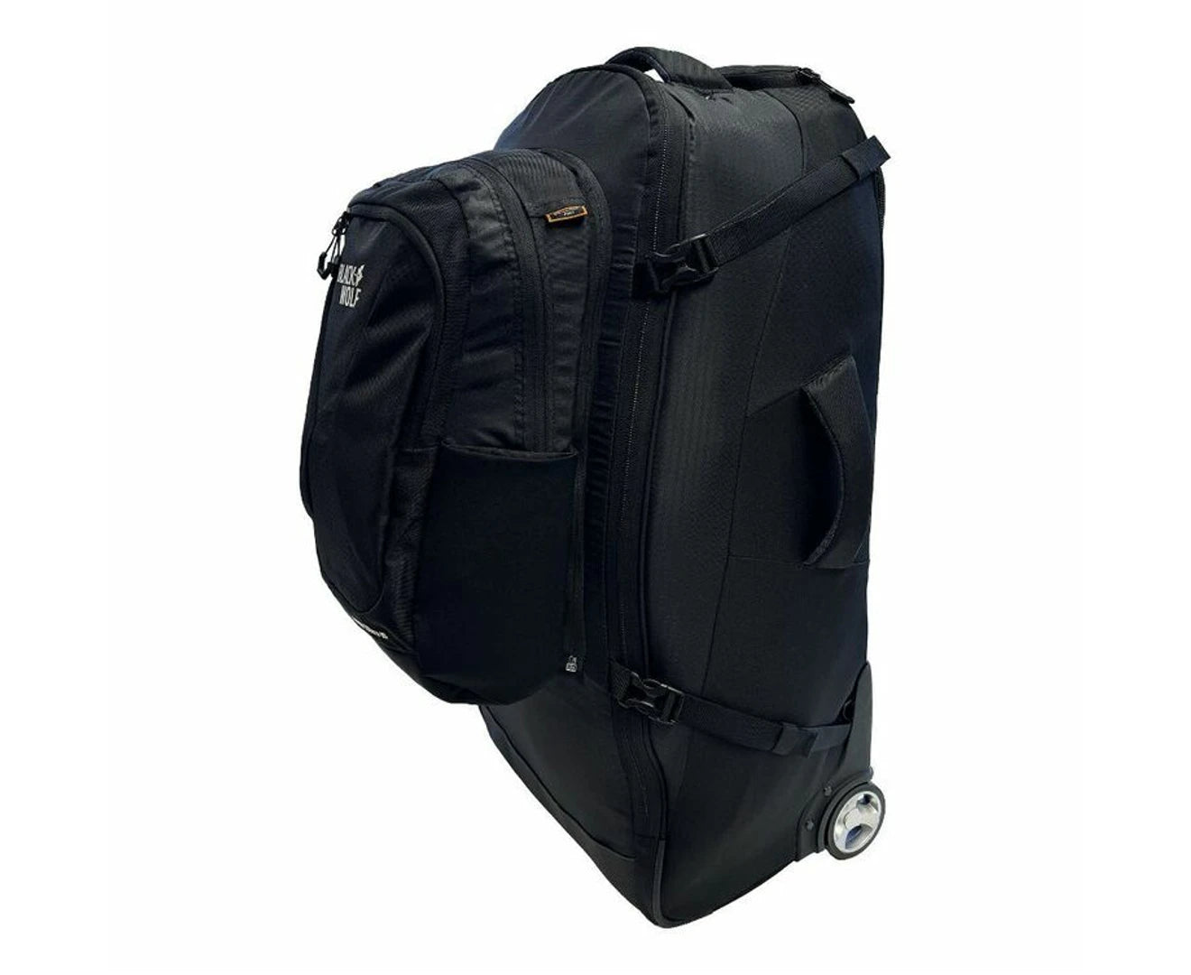 Black Wolf 85L (+20L) Grand Tour II Wheeled Duffel Bag with Backpack Straps - Deep Well - Perfect for Travel, Camping & Outdoor Adventures