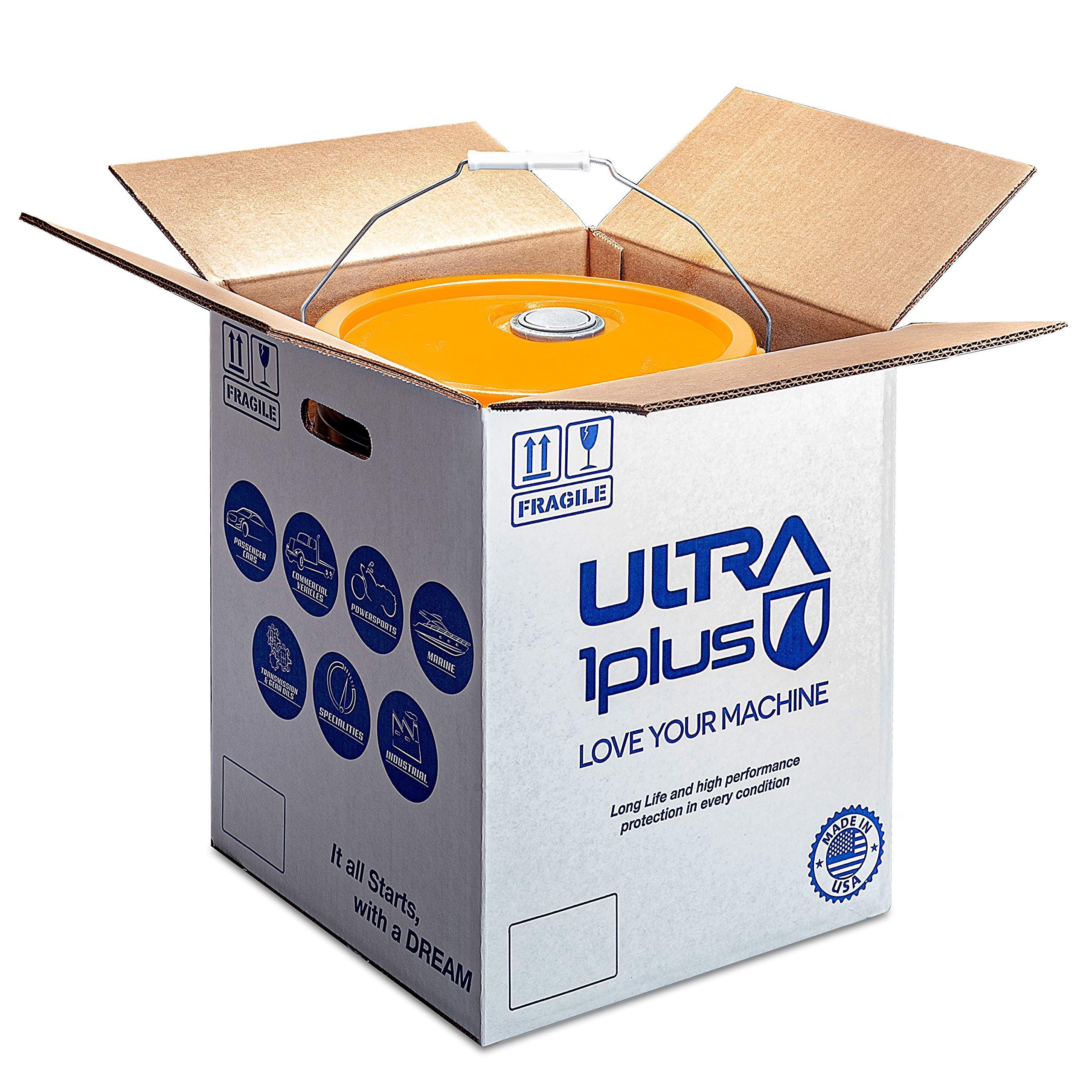 Ultra1Plus SAE 5W-40 Full Synthetic 4T Motorcycle Engine Oil - API SN JASO MA2 Certified - 5 Gallon Pail - Ideal for High-Performance Motorcycles, ATVs & Dirt Bikes