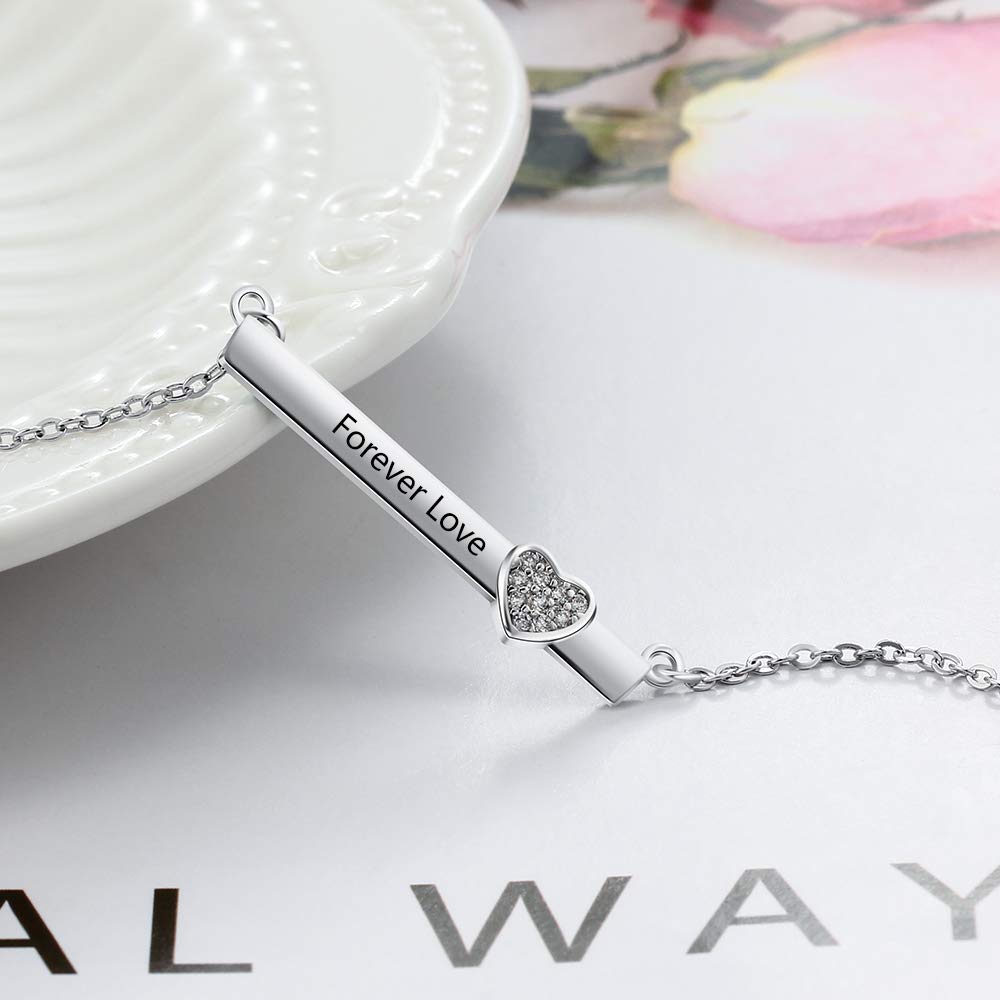 Custom Name Bar Necklace for Women & Girls - Personalized Engraved Nameplate Pendant Jewelry Gift for Birthday, Anniversary & Special Occasions