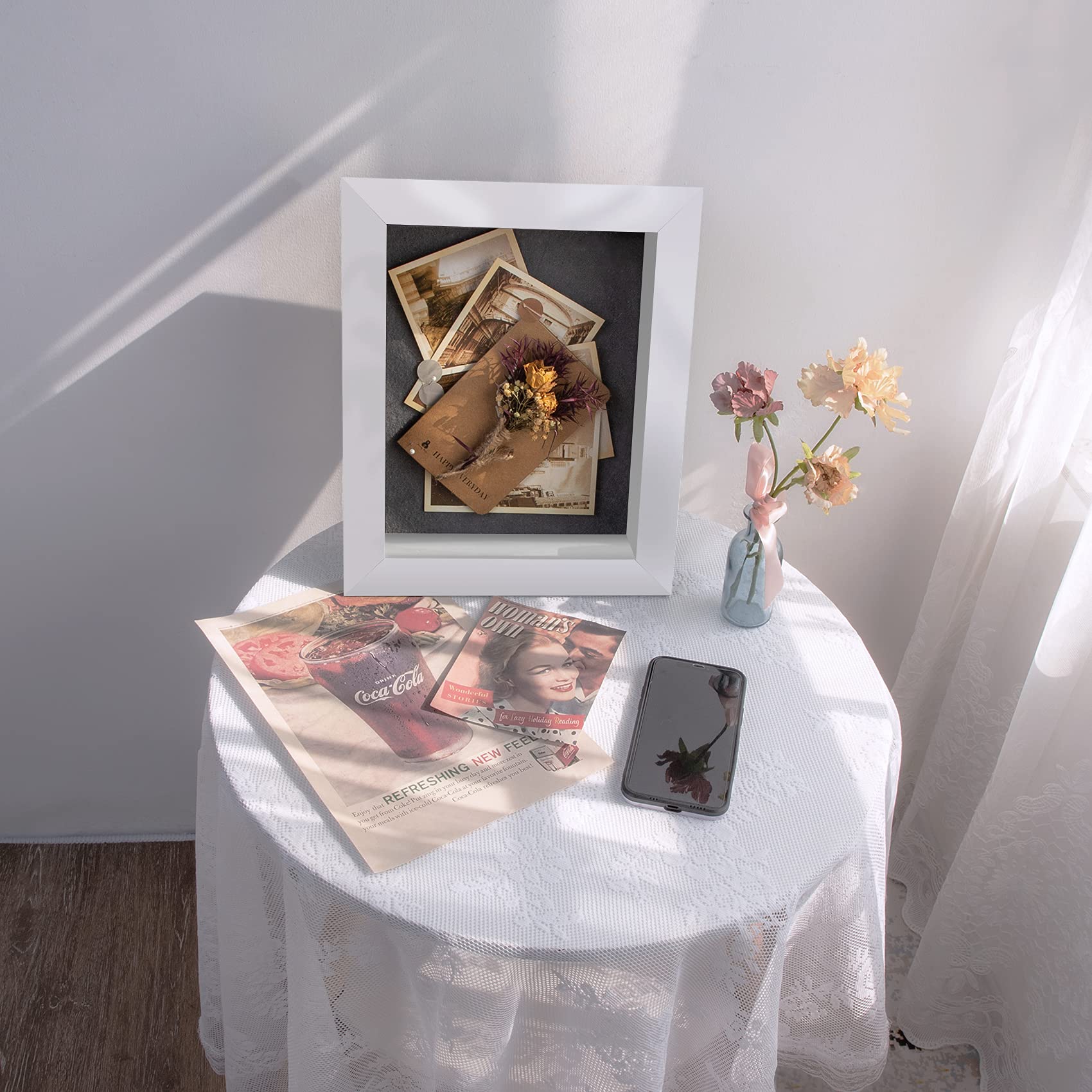 Golden State Art 8x10.5 Inch White Shadow Box Frame Display Case - 2 Pack with 2-Inch Depth for Collages, Collections, Mementos - Perfect for Wall Decor, Wedding Photos, and Keepsake Display