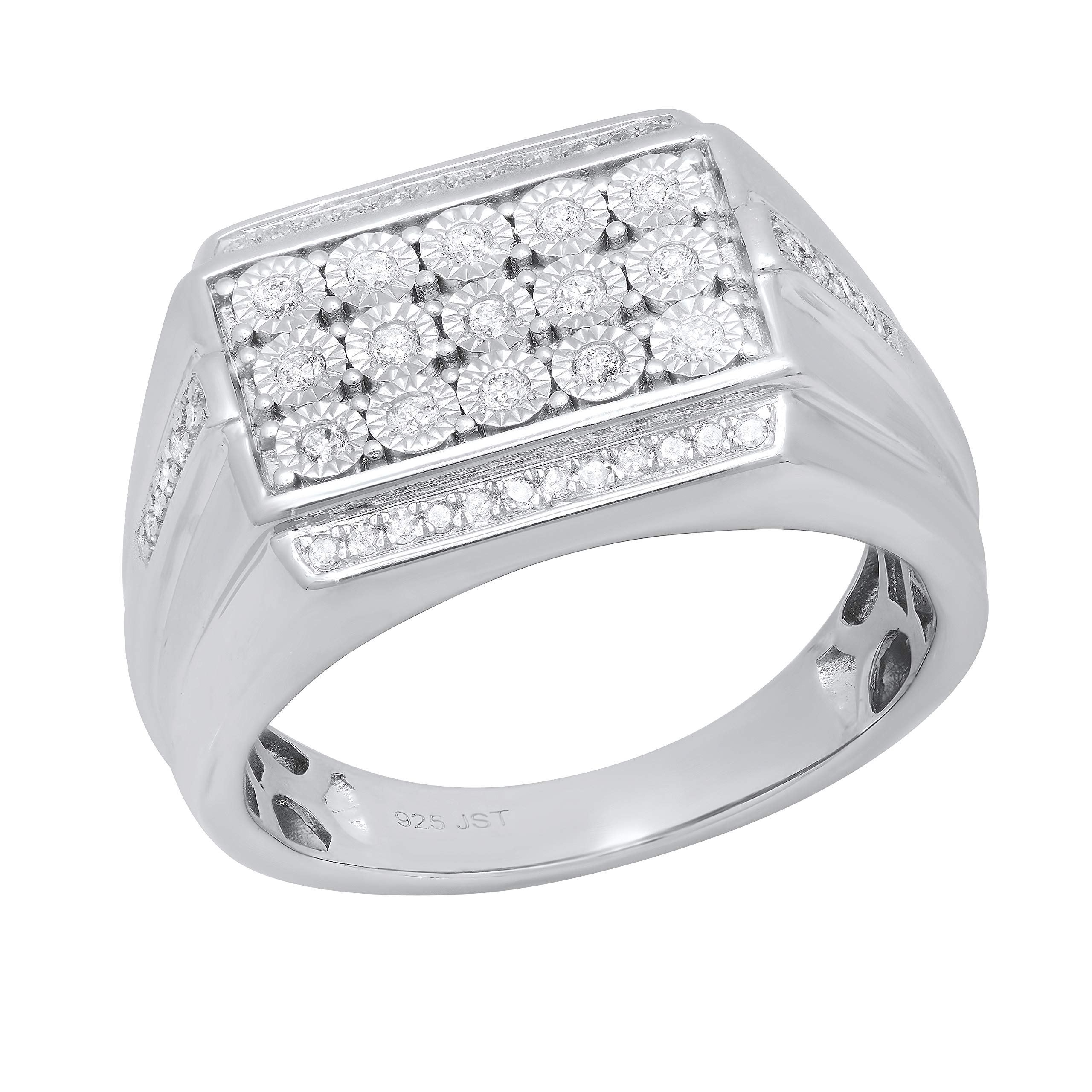 Dazzlingrock Collection 0.35 Carat (CTW) Round White Diamond Men's Wedding Band in 925 Sterling Silver - Perfect for Anniversary, Engagement & Special Occasions