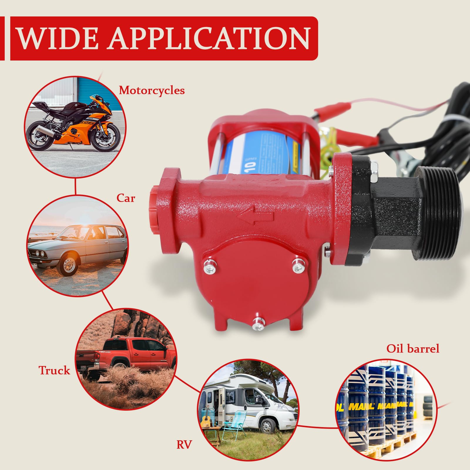 SUPERFASTRACING 12V DC Fuel Transfer Pump - 10GPM High Flow Gasoline & Diesel Pump with Nozzle Kit - Portable Fuel Transfer for Cars, Boats, RVs & Farm Equipment