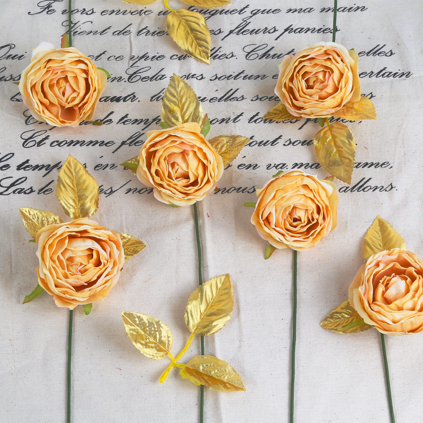 100pcs Bulk Rose Leaves Gold Leaves Artificial Greenery Fake Rose Leaves for DIY Wedding Bouquets Centerpieces Party Decorations - Perfect for Wedding, Bridal Shower, Baby Shower, Home & Event Decorations