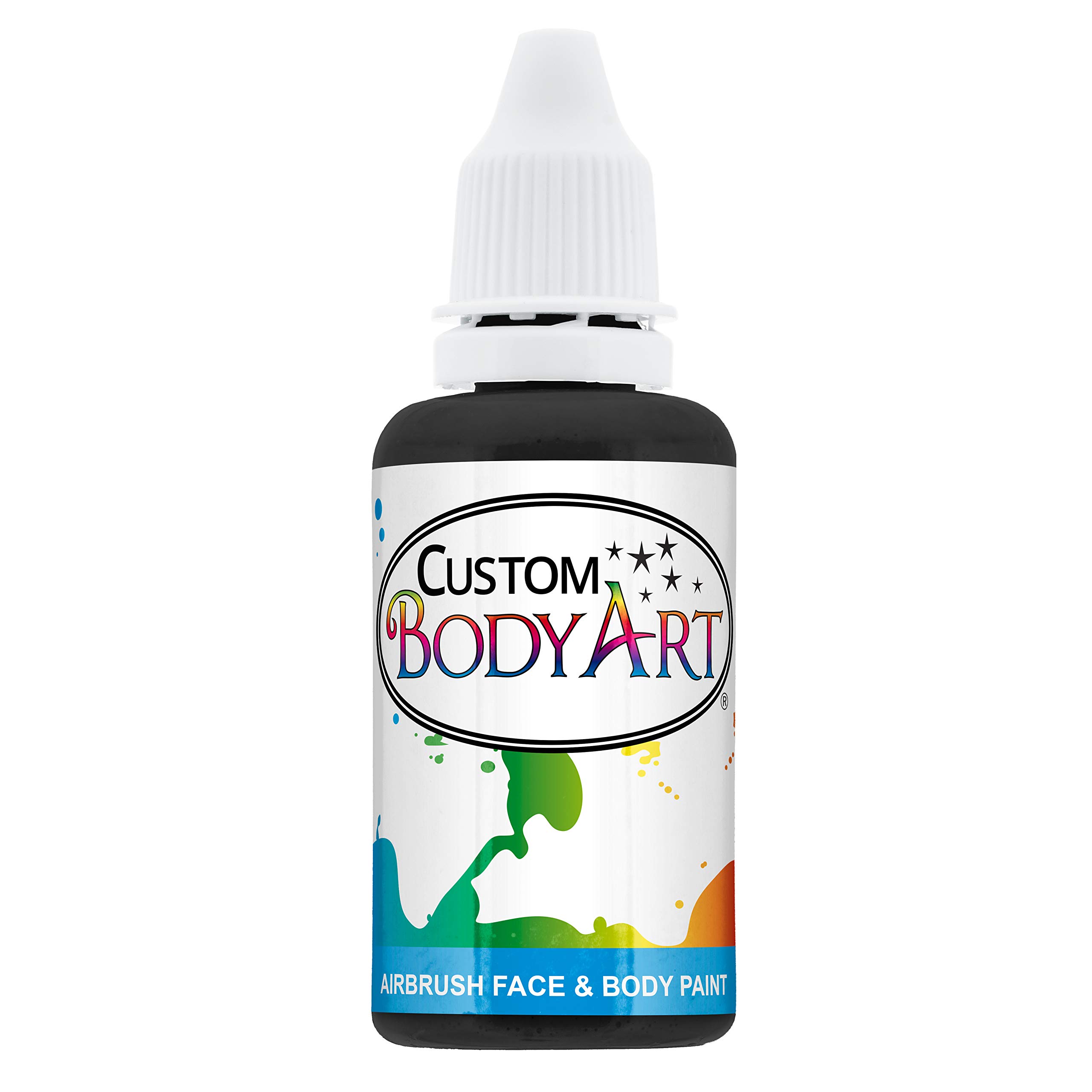 Custom 1-Oz Black Water-Based Airbrush Body Paint - Professional Face & Body Art Makeup for Halloween, Cosplay & Costume Parties