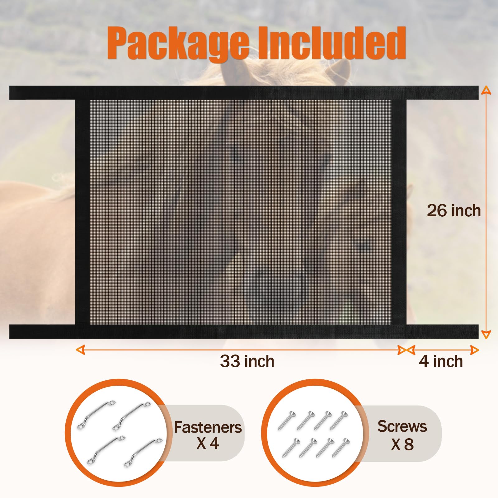 Horse Trailer Window Screen with Hook & Loop - Bug & Debris Protection for Horse Eyes & Ears | Enhanced Airflow Mesh Cover | Perfect for Trailering, Shows & Outdoor Riding