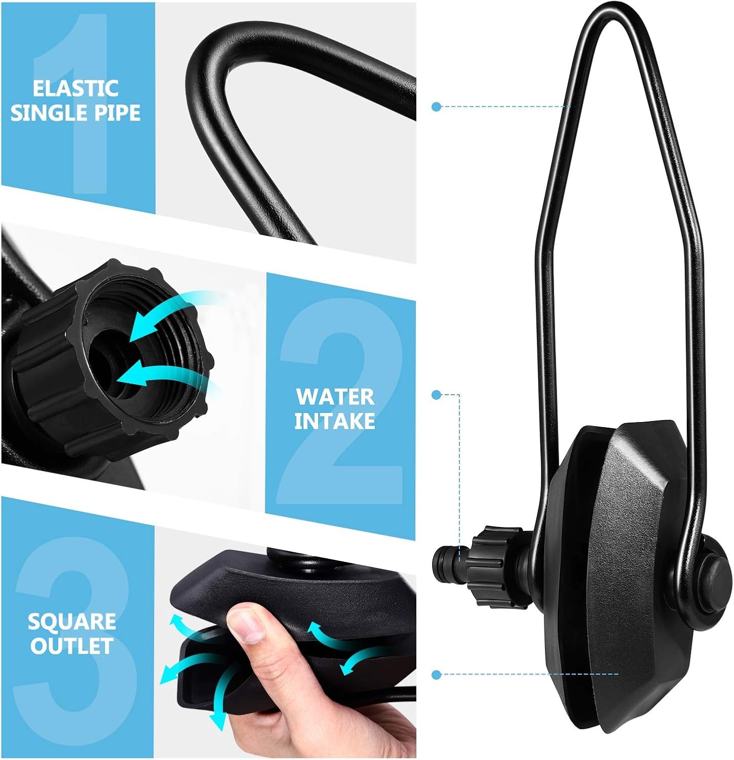 Boat Motor Flusher Kit - Outboard Engine Ear Muffs with Garden Hose Adapter - Marine Engine Flush Accessories (Rectangle, Black, Single Tube) for Boat Maintenance & Winterization