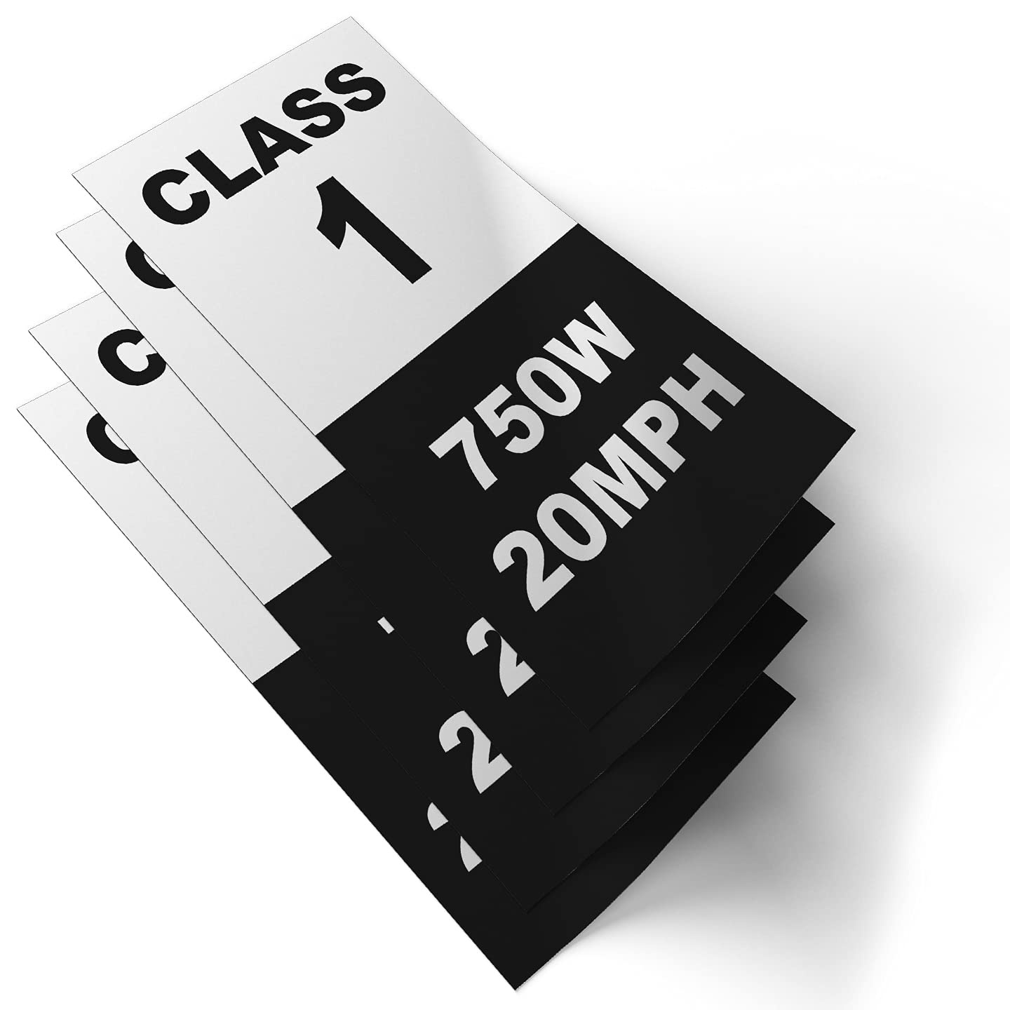 750W Electric Bike Frame Class 1 Stickers - Weatherproof Vinyl Decals for E-Bike Identification (20MPH, Set of 4 Removable Stickers) - Perfect for Commuting, Trail Riding & E-Bike Registration