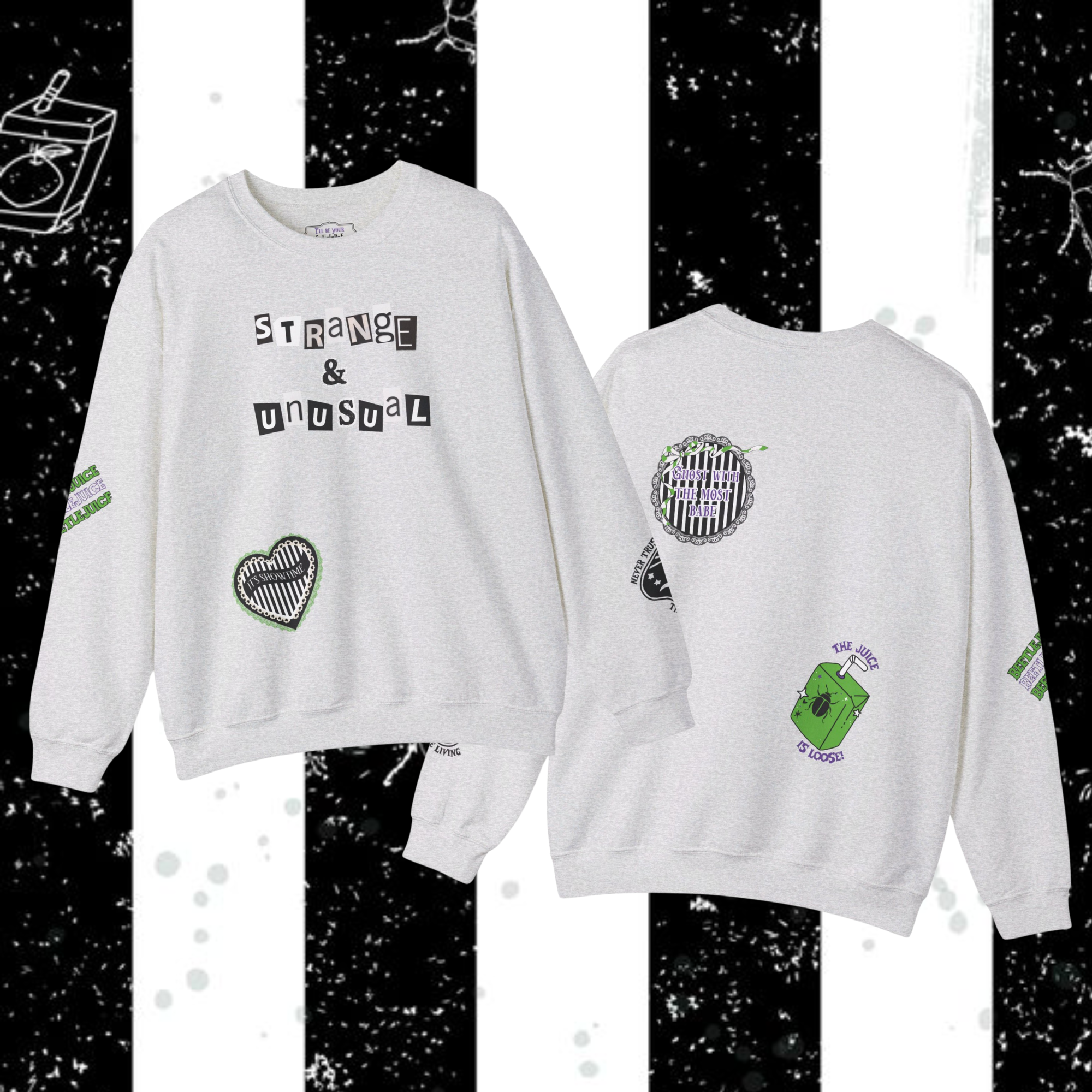 Beetlejuice Movie Inspired Graphic Crewneck Sweatshirt - Casual Halloween & Cosplay Outfit for Men and Women