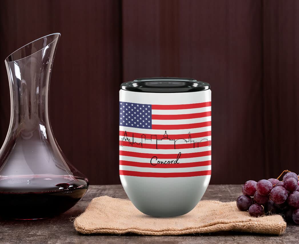 12oz Custom Personalized Wine Tumbler - Concord New Hampshire Themed Keepsake Gift, Spill Resistant & Durable for Women | Perfect for Birthday Presents, Wine Tasting Parties & Outdoor Picnics