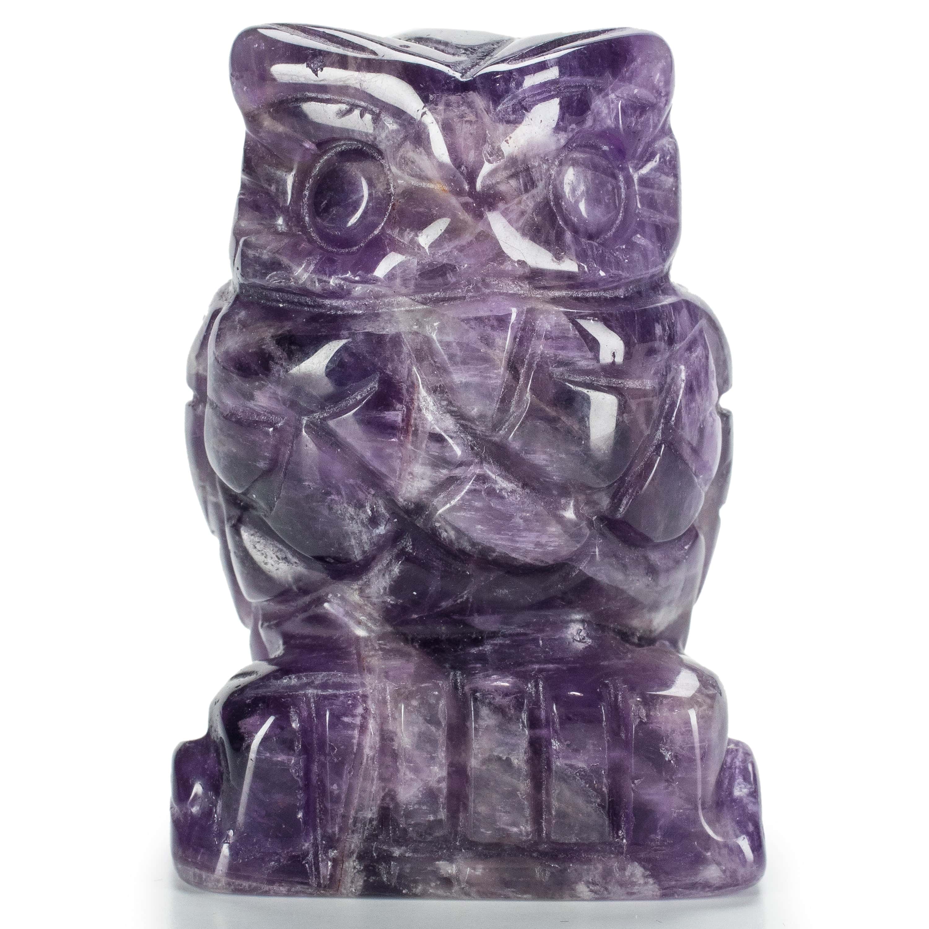 2'' Natural Amethyst Owl Carving - Handcrafted Gemstone Figurine for Home Decor, Meditation & Spiritual Healing