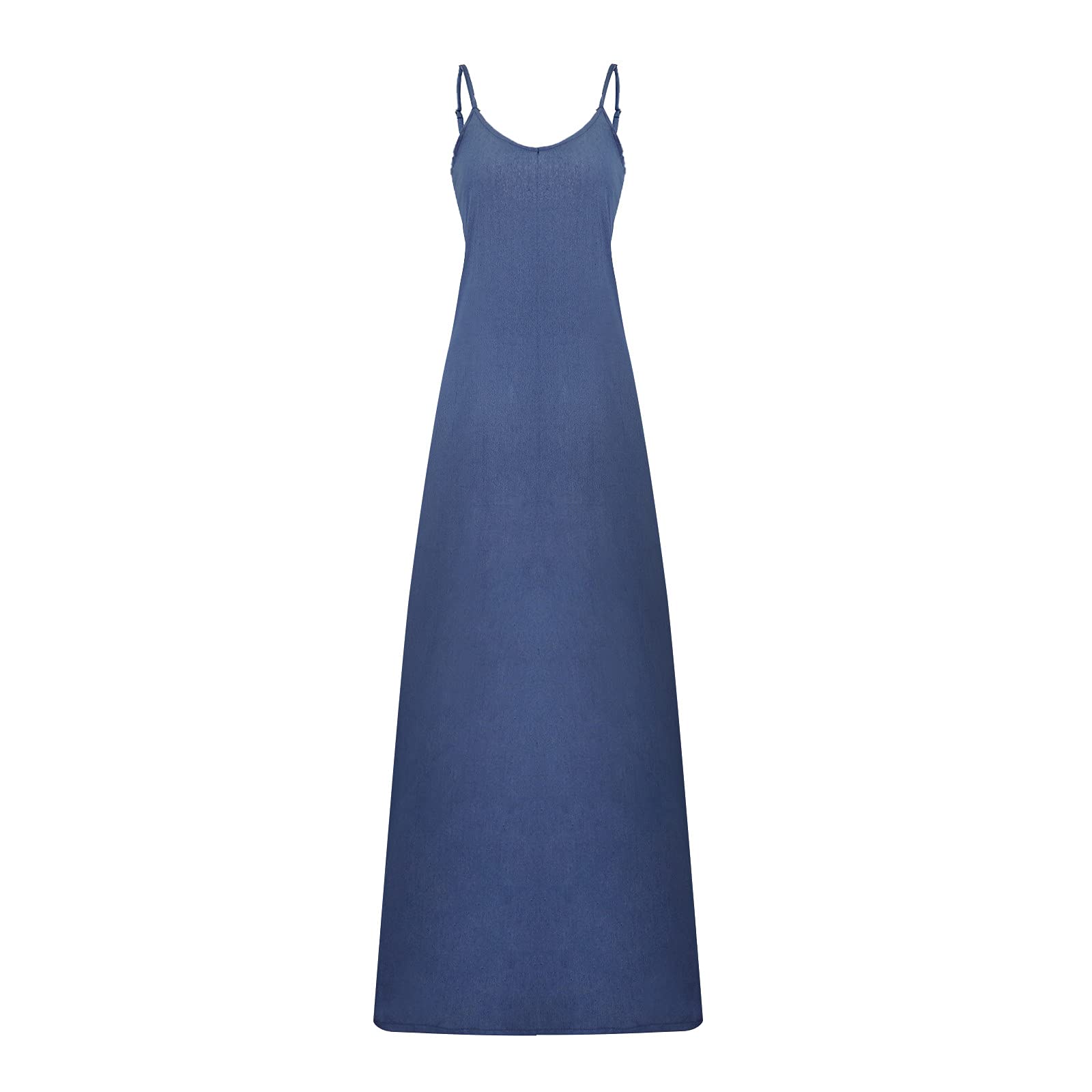 Plus Size Loose Sexy Denim Suspenders Sleeveless Long Casual Dress for Women - Perfect for Date Night, Summer Outings & Casual Wear