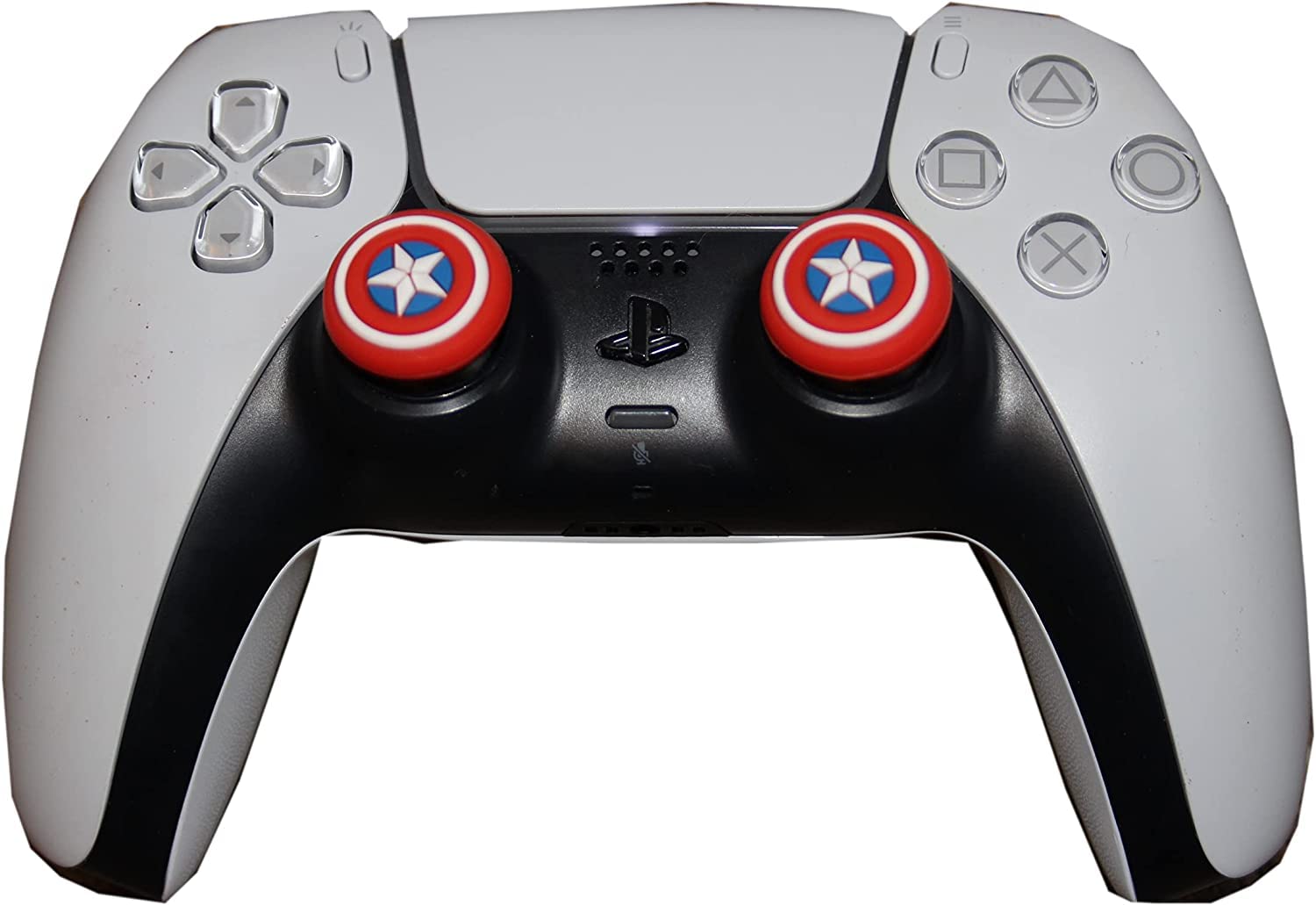 Premium Silicone Thumb Grip Caps for PS5/PS4/PS3/Xbox One/Xbox Series X|S/Nintendo Switch Pro Controllers - Captain America Design - 2-Pack - Enhance Gaming Comfort & Grip for Long Play Sessions