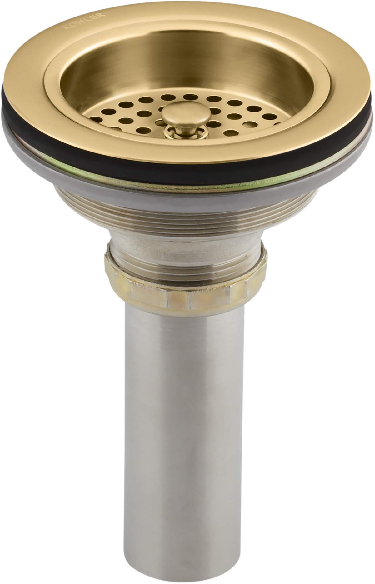 KOHLER K-8801-2MB Duostrainer Sink Strainer - Brushed Moderne Brass Sink Drain with Tailpiece - Perfect for Kitchen & Bathroom Sink Installation & Maintenance