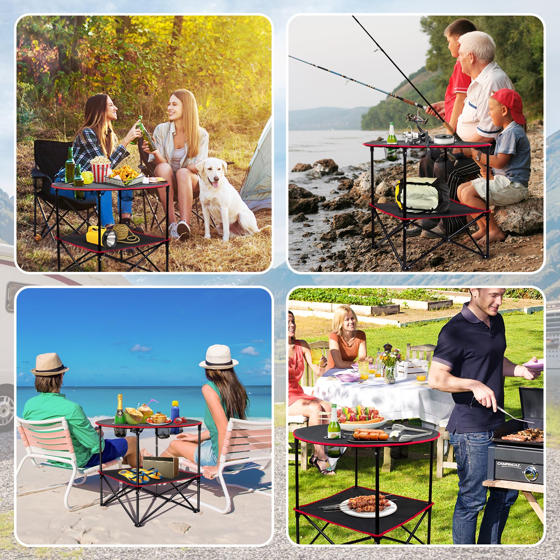 Portable Folding Picnic Table - Lightweight Outdoor Camping Table with Carry Bag for Beach, Park, Backyard & Tailgating Parties