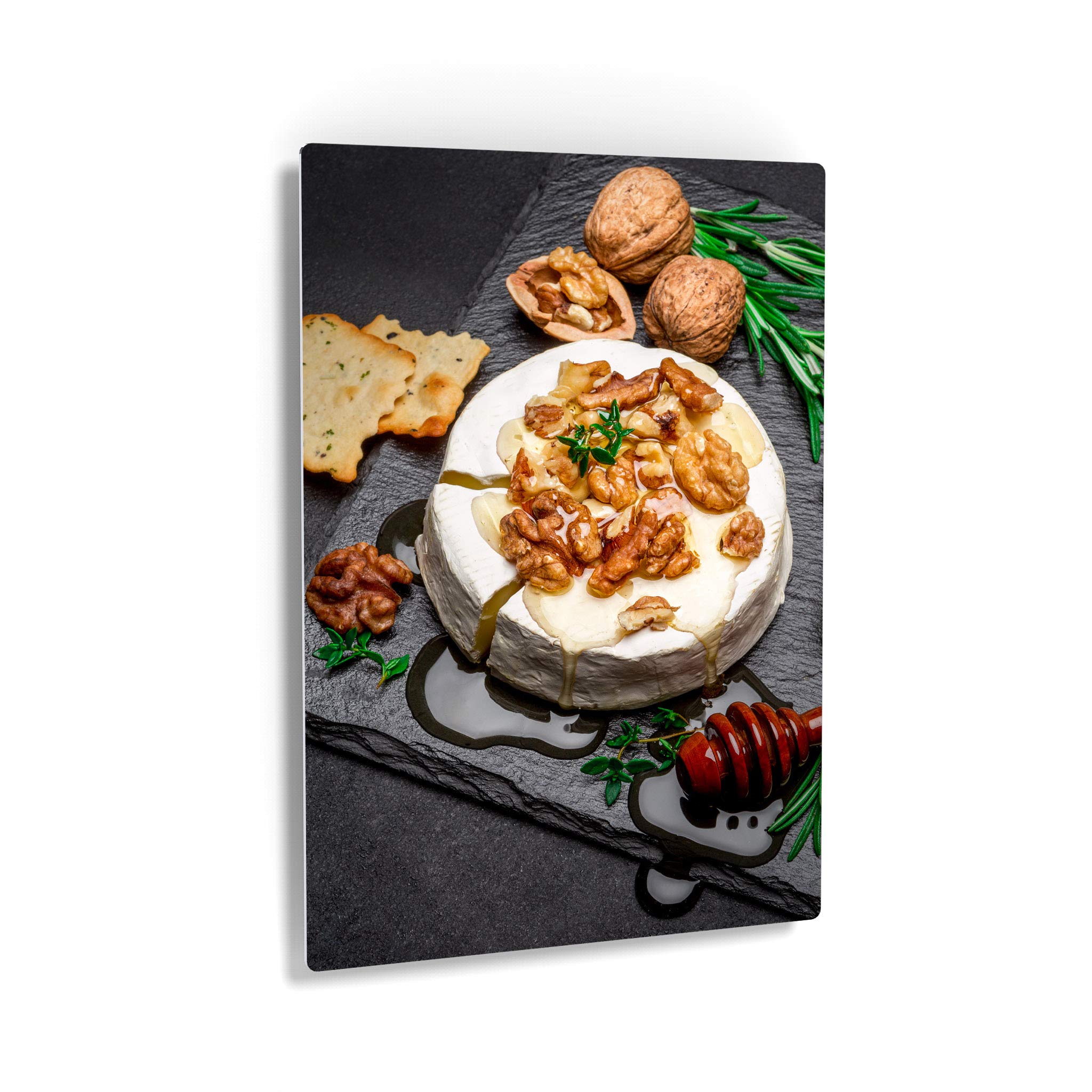 Smile Art Design Delicious Camembert Cheese & Honey Metal Wall Art Print - Modern Farmhouse Decor for Kitchen, Restaurant, Cafe & Dining Room - Unique Housewarming Gift Made in USA (40x30 Inches) - Perfect for Rustic Home Decor & Foodie Gifts