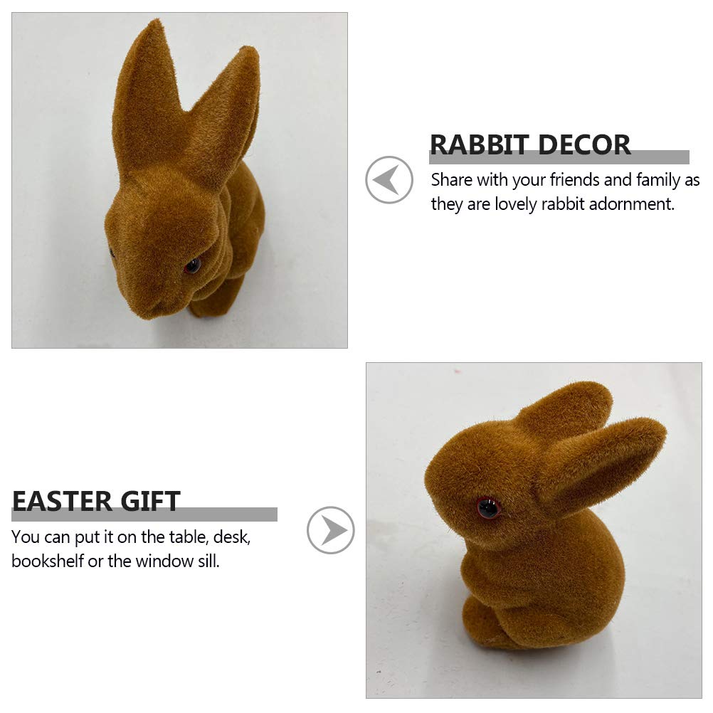 Amosfun Easter Decorations for Home - 1PC Flocked Resin Rabbit Ornament, Handmade-Style Easter Bunny Decor for Tabletop, Mantel & Spring Home Decor