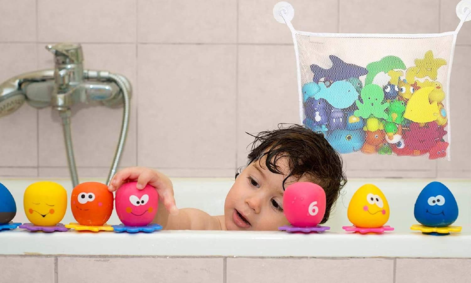 Alayna (TM) Baby Bath Toy Organizer - Quick Dry Mesh Net Bag with 2 Strong Suction Cup Hooks for Bathtub Storage | Toddler Shower Caddy & Bathroom Toy Holder | Perfect for Kids' Bath Time Organization & Toy Drying