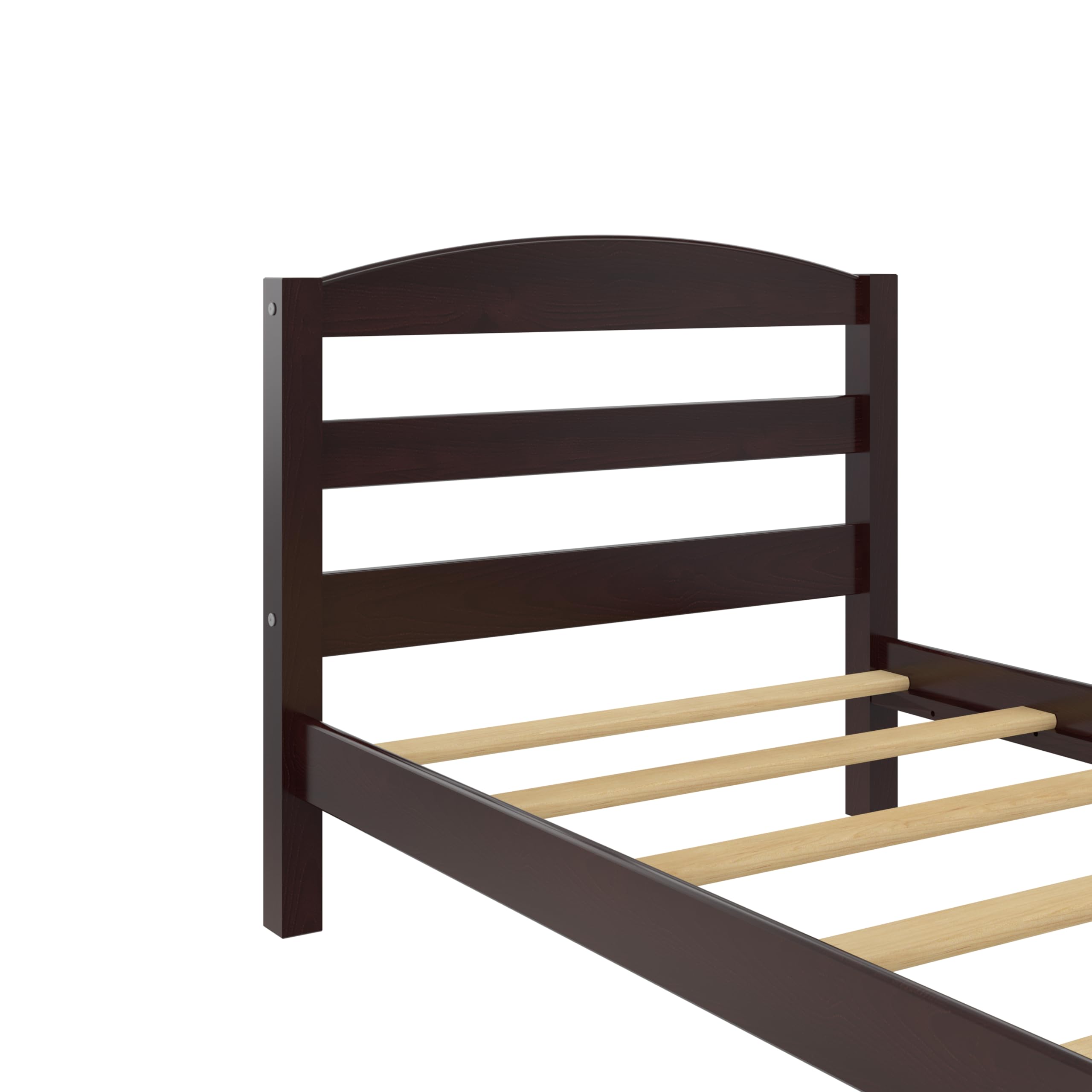 DHP Braylon Twin Bed Frame - Minimalist Wooden Bed with Espresso Finish - Sturdy Solid Wood Construction - Perfect for Kids Rooms, Guest Bedrooms & Small Spaces