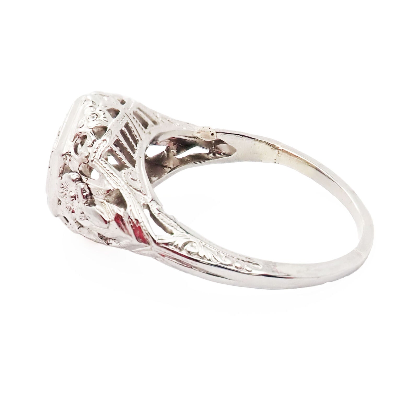 Vintage Platinum Diamond Art Deco Filigree Ring - Antique Estate Jewelry for Women, Engagement, Wedding & Special Occasions