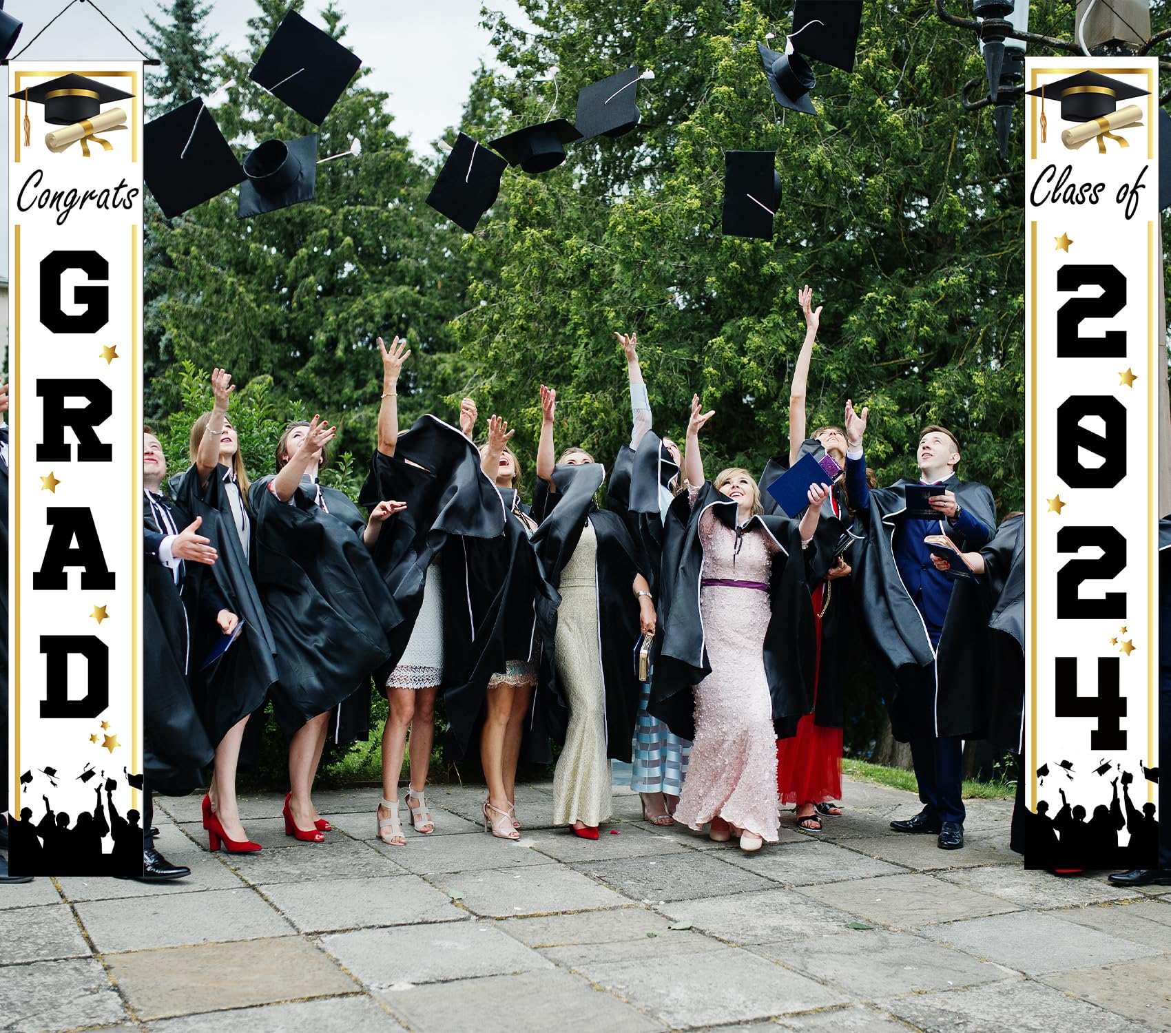 Class of 2024 Graduation Decorations - White Congratulations Banner & Party Supplies for High School, College Graduation Celebrations | Perfect for Graduation Parties, School Events & Home Decor