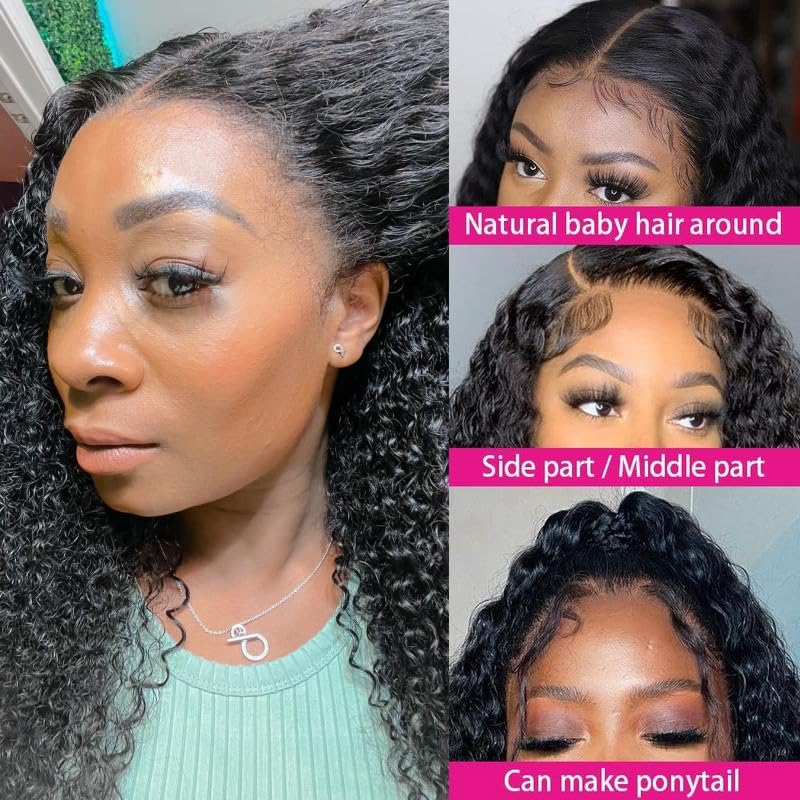 Asteria 7x4 Pre Cut Glueless Human Hair Wig - 18 Inch Bleached & Pre Plucked Lace Closure Curly Wig for Women | Ready to Wear | Perfect for Daily Wear, Parties & Special Occasions