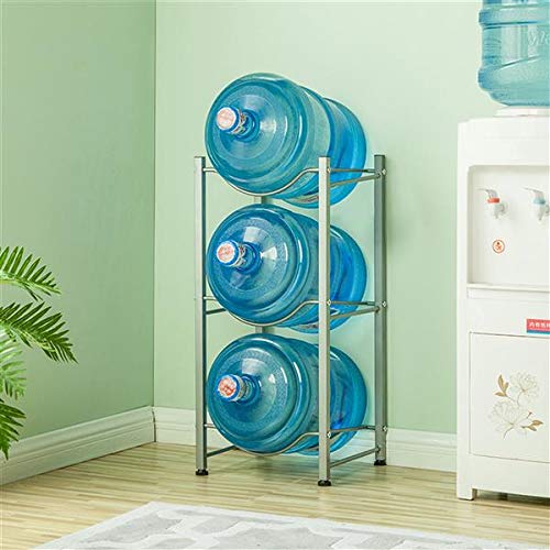 3-Tier Stainless Steel Water Bottle Storage Rack - Heavy Duty Water Cooler Jug Organizer for Kitchen, Office & Home - Space Saving Silver Shelf (Perfect for Pantry, Breakroom & Dorm Organization)
