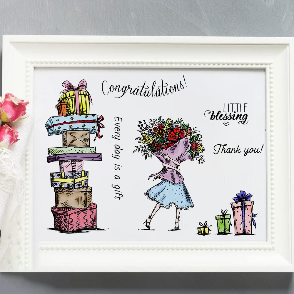 Valentine's Day Clear Rubber Stamps Set - Floral Design DIY Scrapbooking & Card Making Supplies for Paper Crafts, Photo Albums, Gift Wrapping - Perfect for Handmade Greeting Cards, Wedding Invitations, and Memory Books