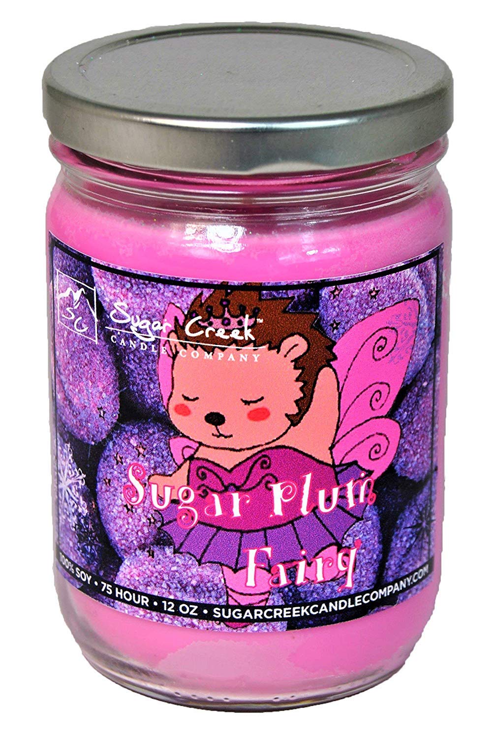 Sugar Creek Sugar Plum Fairy Soy Scented Candle - Christmas Holiday Candles Collection | 100% Natural Non-Toxic Soy Wax | 12 oz Jar Candle for Home Decor, Gift Giving & Cozy Winter Ambience