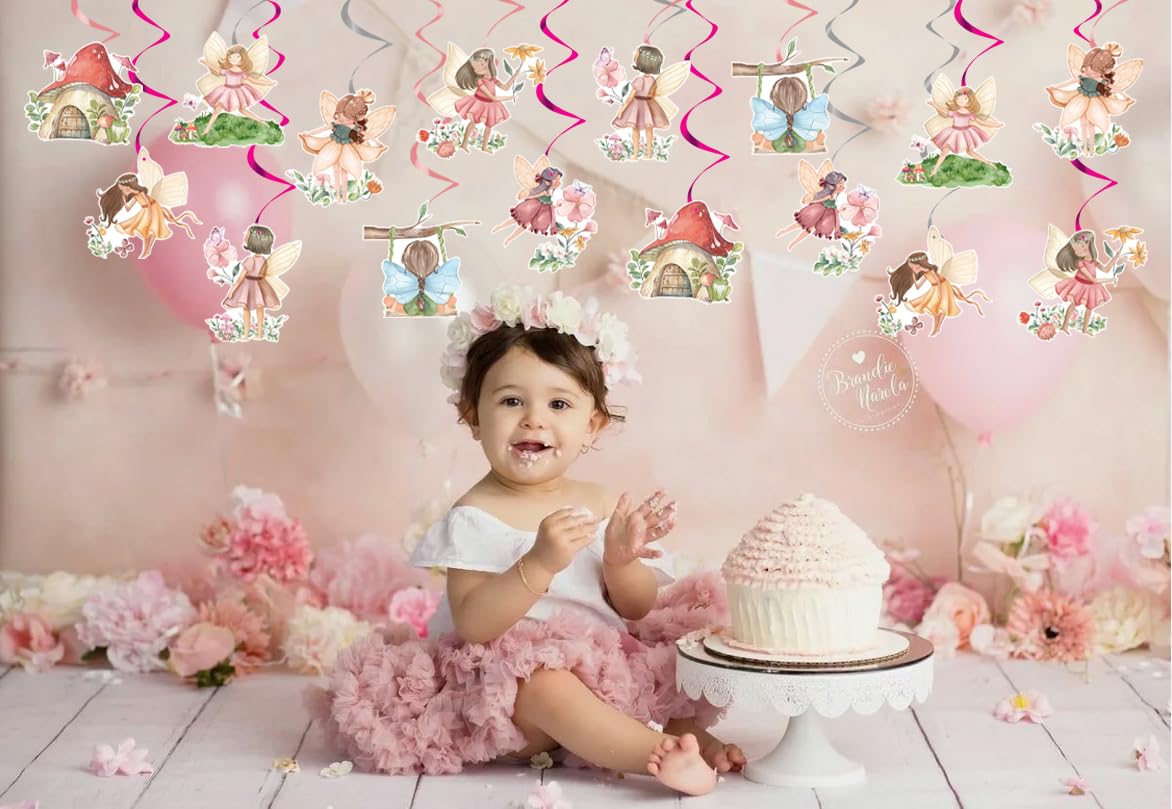 Fairy Party Decorations - Flower Fairy Themed Hanging Swirls for Girls' First Birthday, Baby Shower & Fairy Tale Theme Parties | Perfect for Indoor & Outdoor Celebrations, Birthday Decorations Supplies (New)