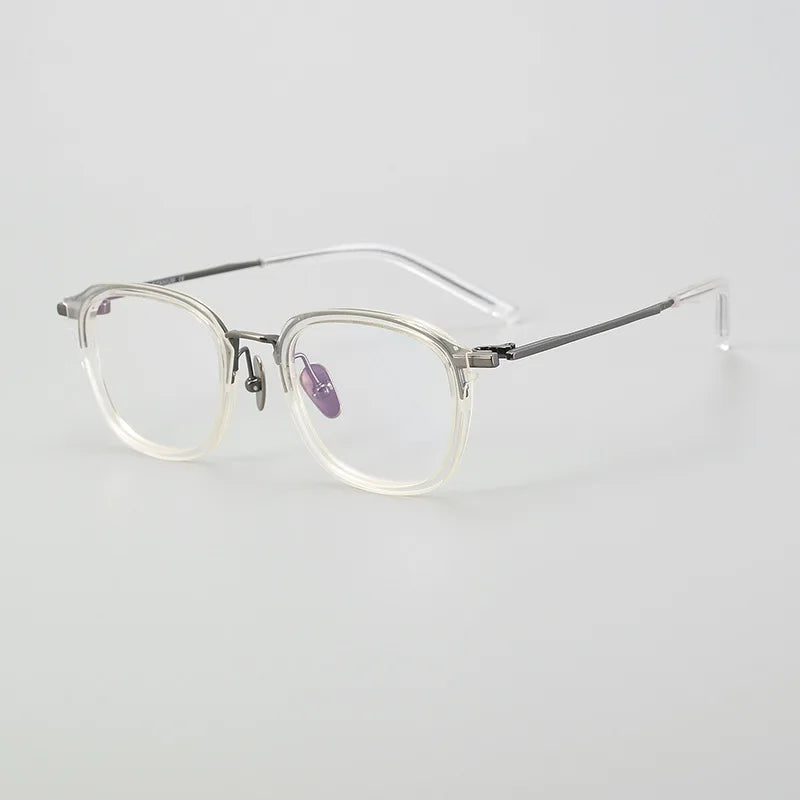 Stylish Black Acetate & Titanium Square Eyeglasses for Women - Full Rim Frame M110 | Perfect for Office, Reading & Everyday Fashion
