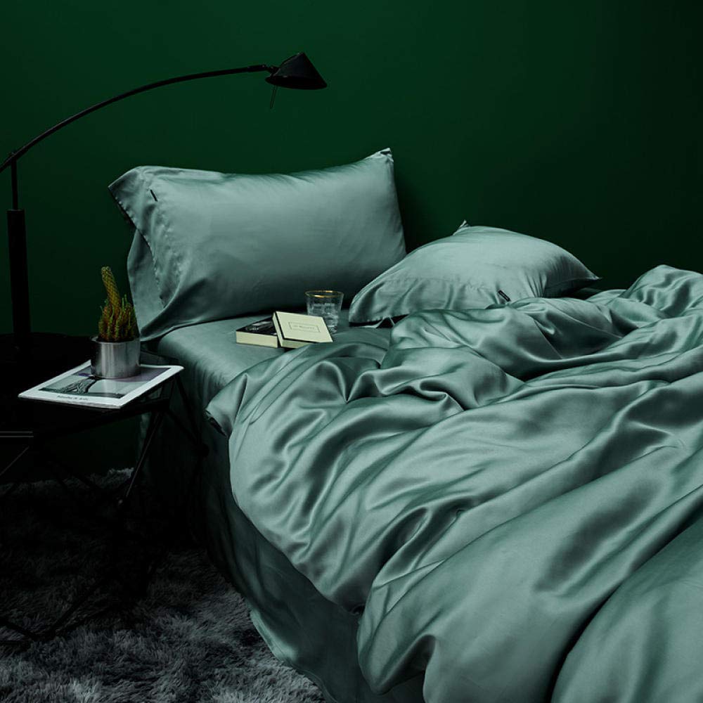 Premium Tencel 4-Piece Bed Sheet Set - Queen Size (1.8m/6ft) - Breathable Ice Silk for Summer - Willow Green - Soft & Cooling Bedding for Adults & Kids - Perfect for Hot Sleepers & Allergy Sufferers - Ideal for Master Bedroom, Guest Room & Dorm