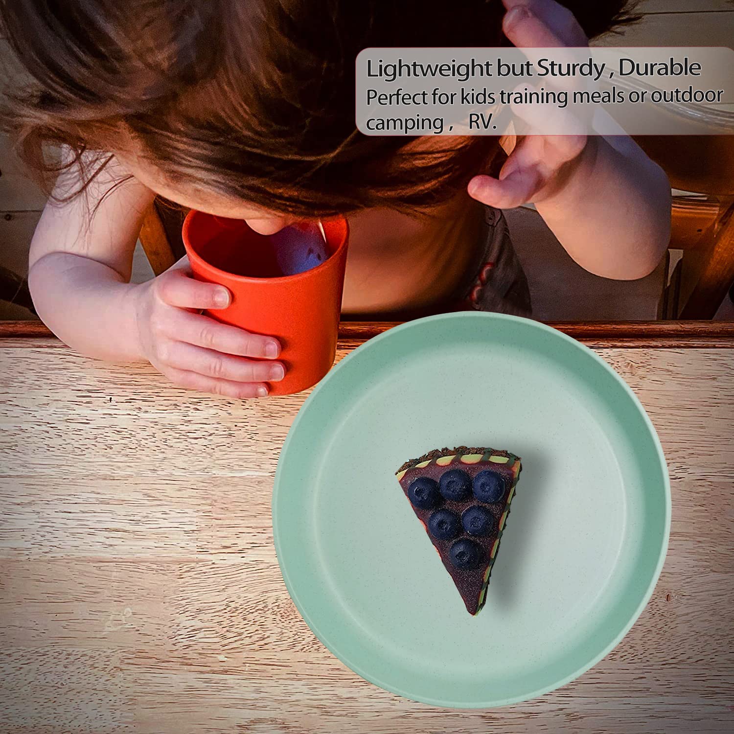 Eco-Friendly Wheat Straw Fiber Dinner Plates Set of 8 - Unbreakable, Microwave & Dishwasher Safe Plates for Salad, Pasta, Meals - Perfect for Home, Restaurant, Camping & Outdoor Use