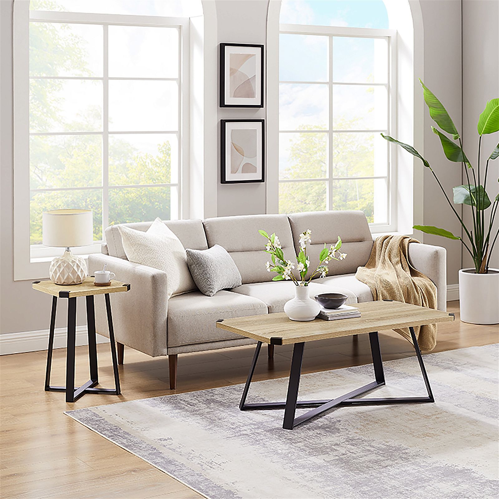 Criterion Oak Black Capri Square End Table - Modern Side Table for Living Room, Bedroom, or Office