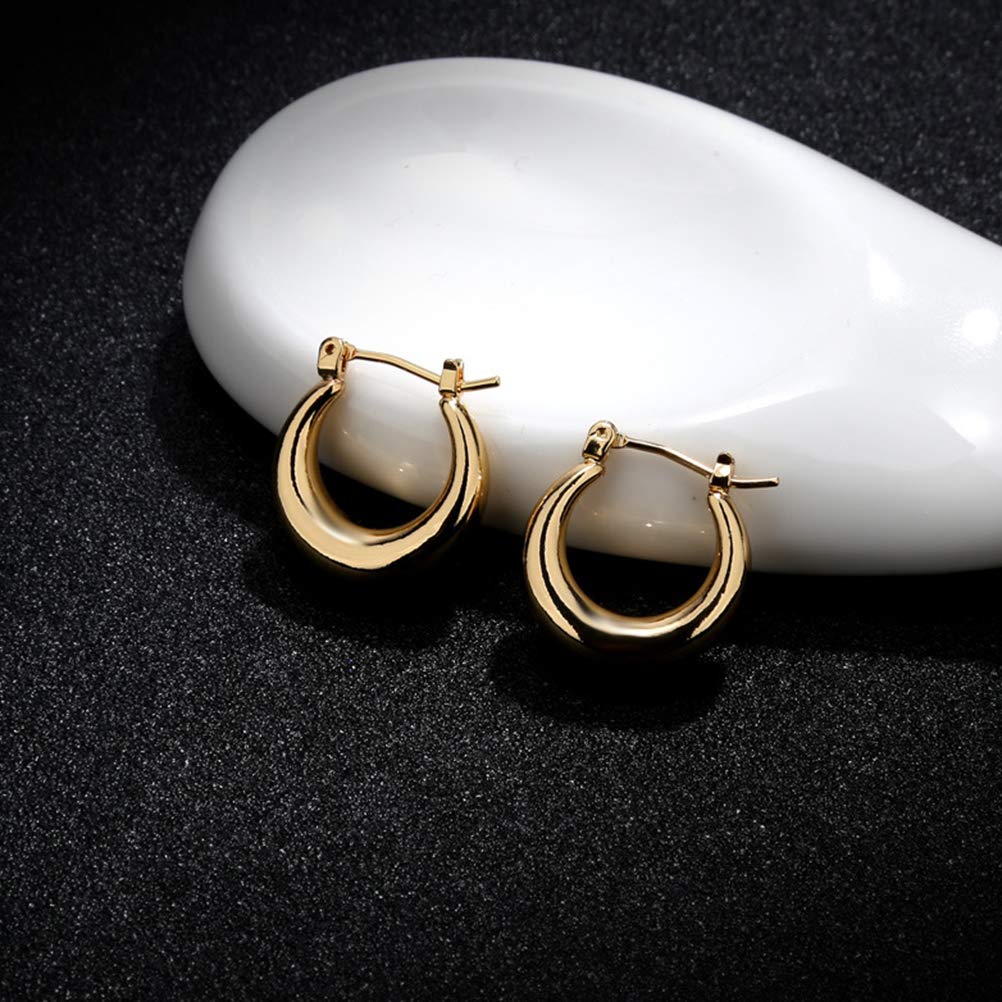 KESYOO 2 Pack Minimalist Gold U-Shaped Hoop Earrings for Women - Dainty European Style Fine Jewelry - Perfect for Everyday Wear, Office & Date Night